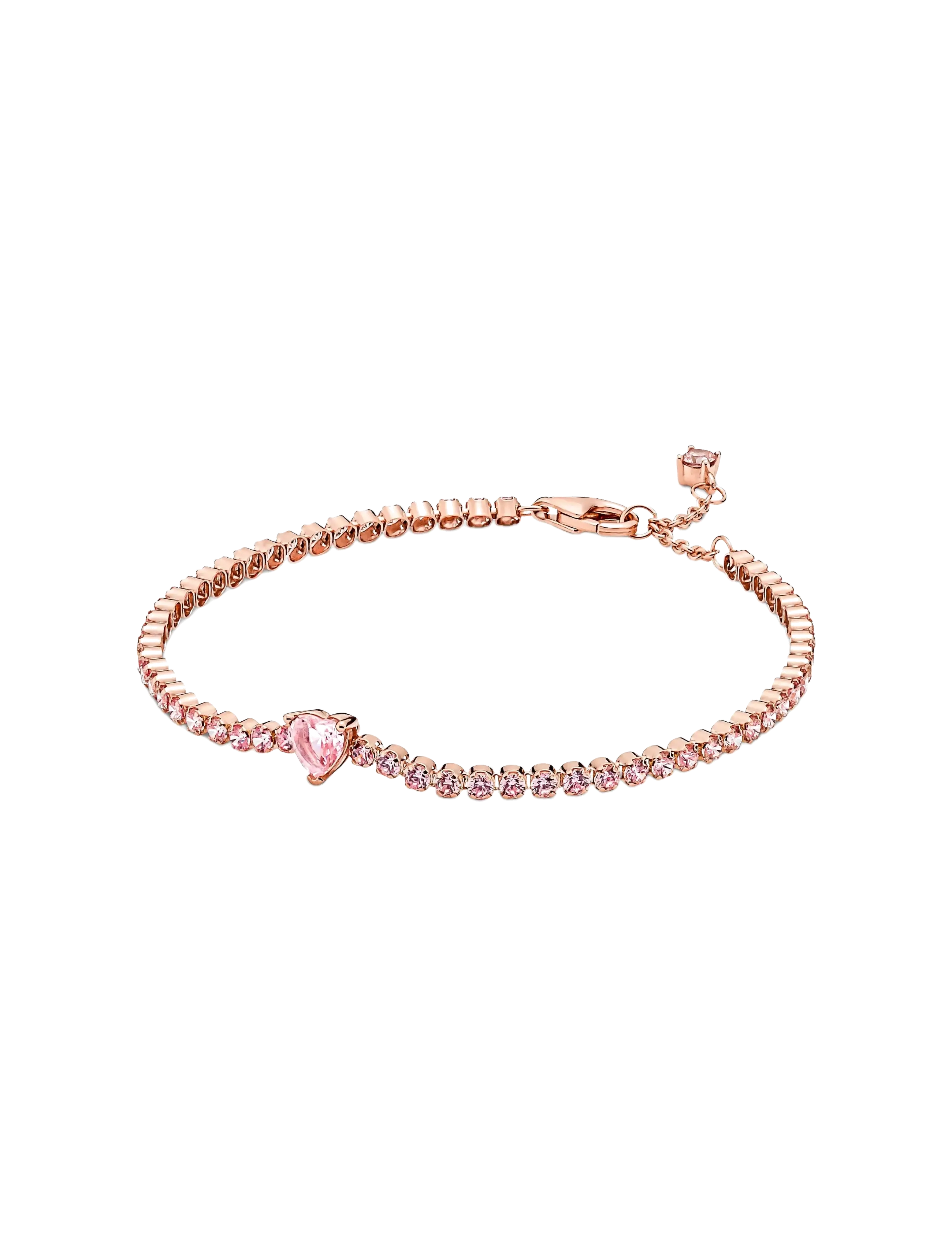 Pandora Heart 14k rose gold-plated tennis bracelet with orchid pink crystal - Bracelets - PINK / pink/rose