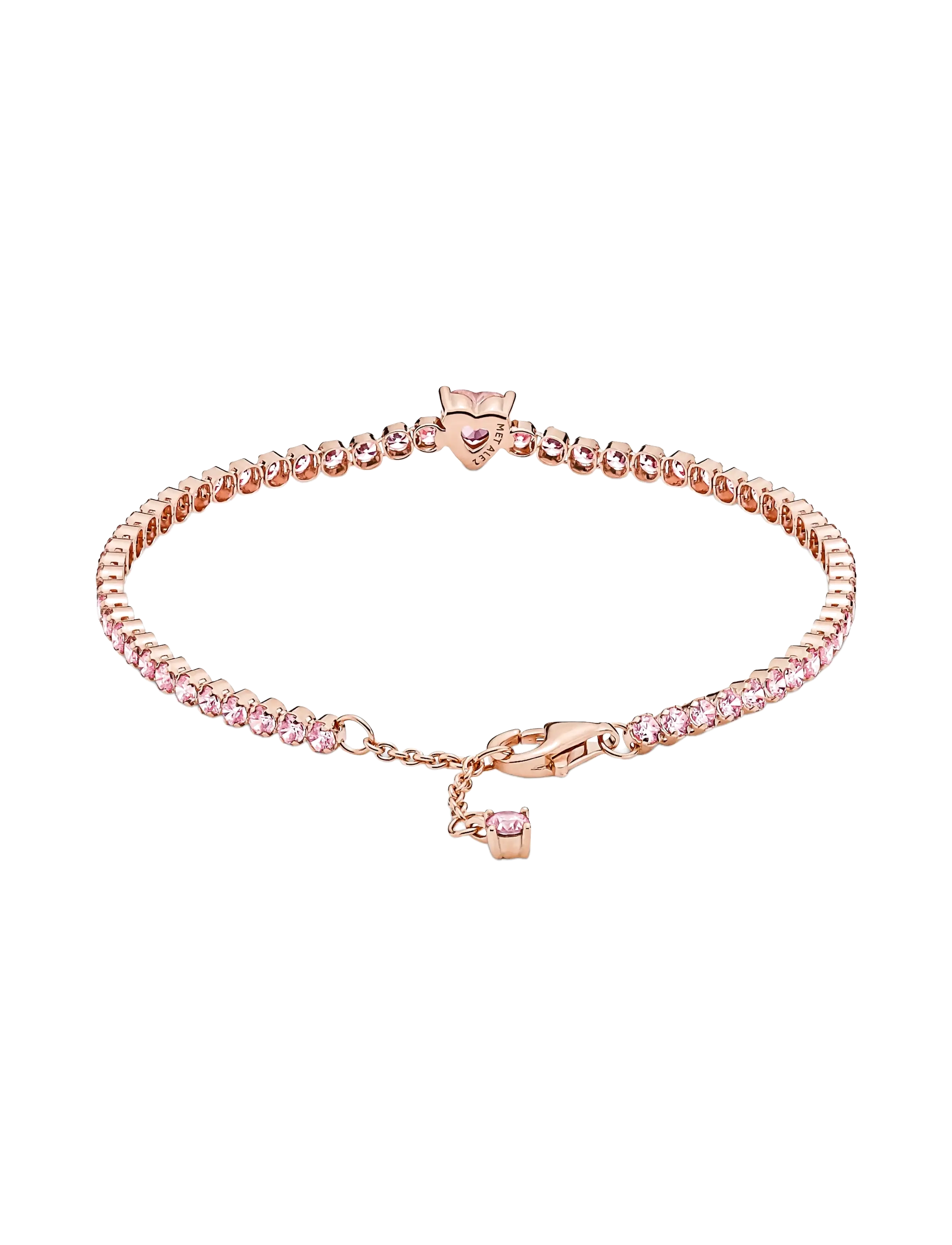 Pandora - Heart 14k rose gold-plated tennis bracelet with orchid pink crystal - bracelets chaîne - pink - 2