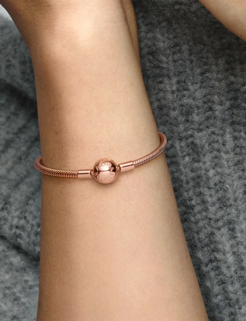 Pandora - 14k Rose gold-plated snake chain bracelet - käeketid - no color - 4