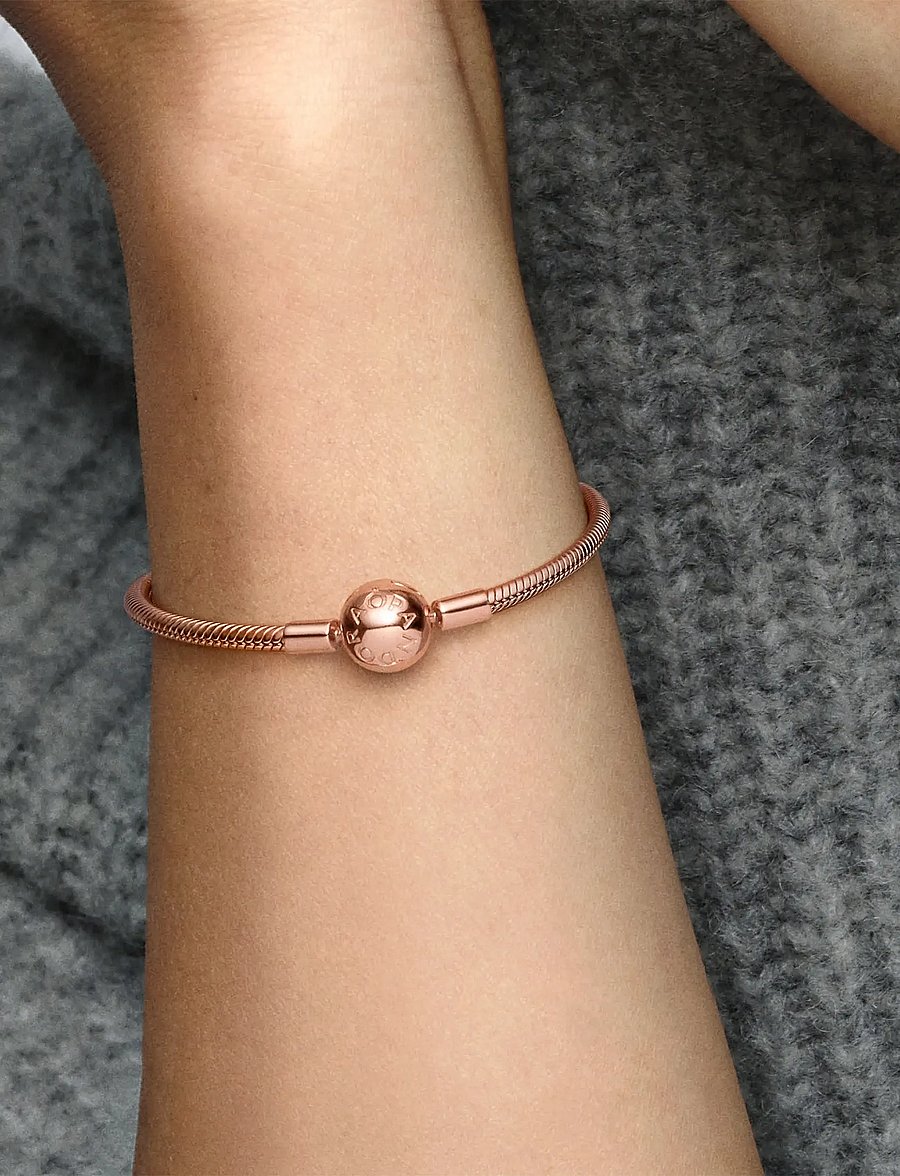 Pandora - 14k Rose gold-plated snake chain bracelet - kettenarmbänder - no color - 4