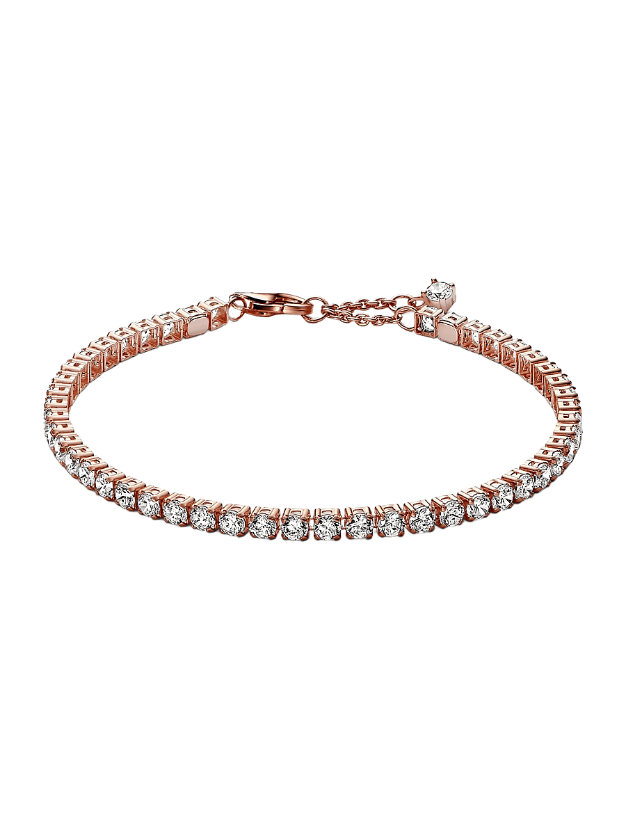 Pandora - 14k Rose gold-plated bracelet with clear cubic zirconia - bracelets chaîne - clear - 1