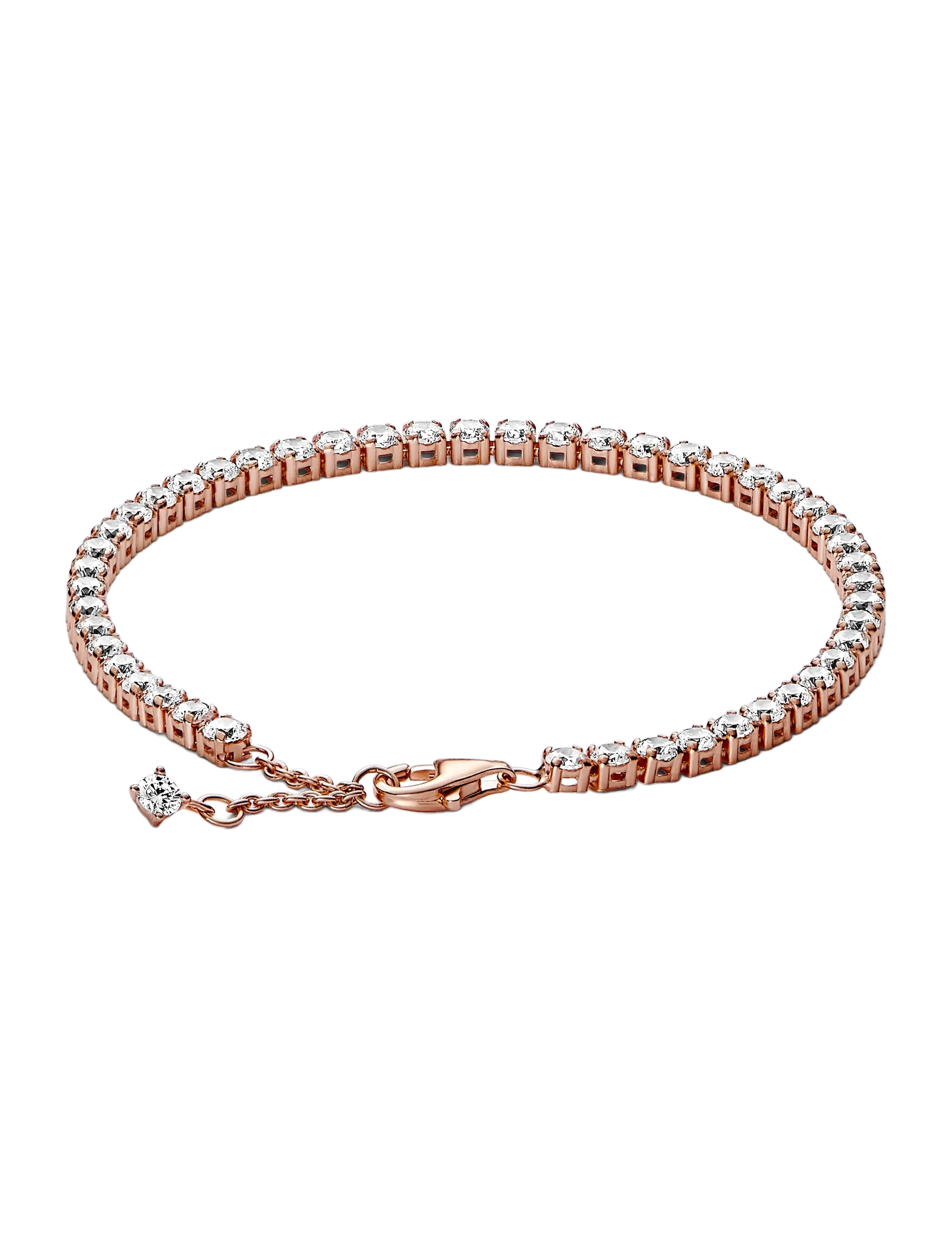 Pandora - 14k Rose gold-plated bracelet with clear cubic zirconia - kædearmbånd - clear - 2