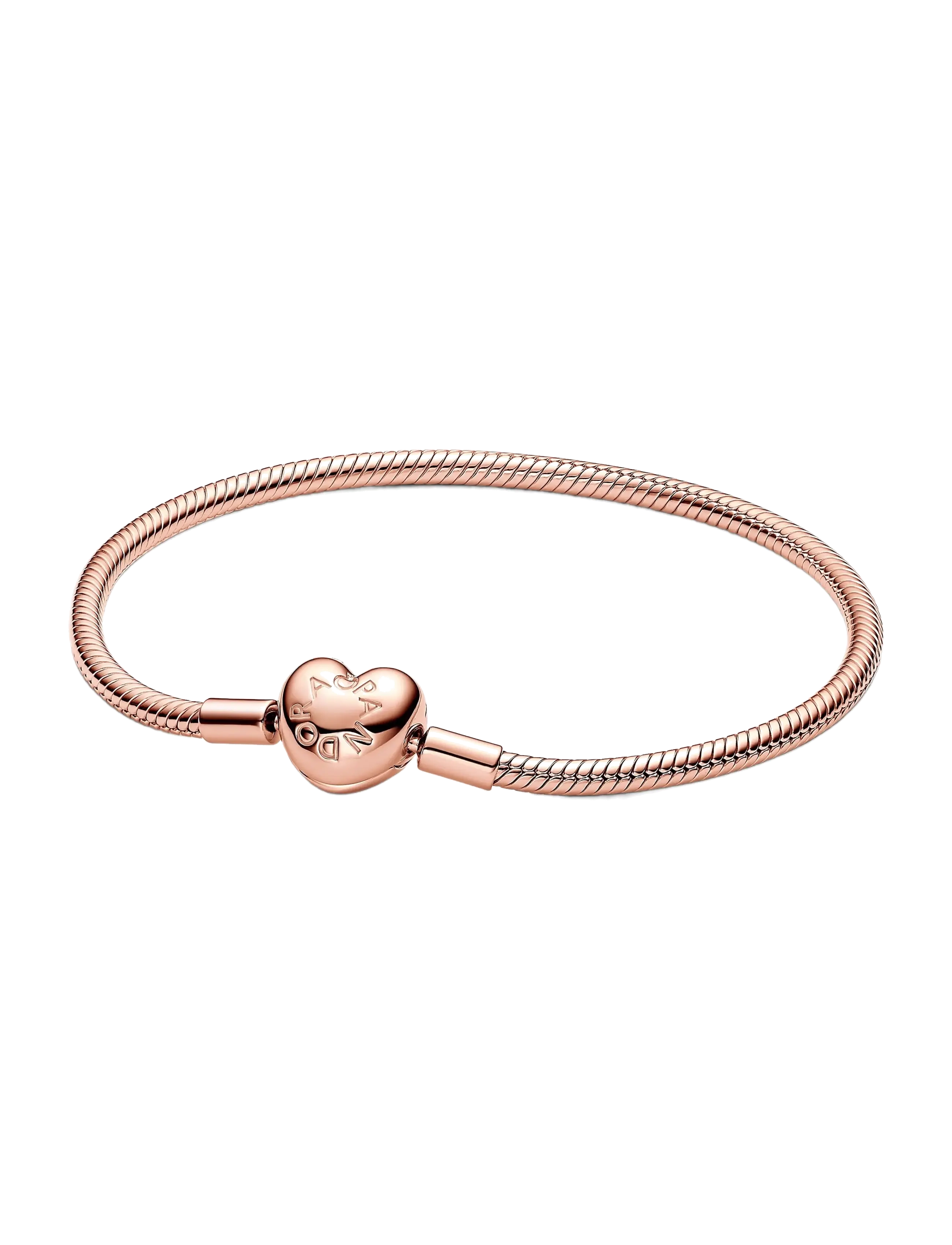 Snake chain 14k rose gold-plated bracelet with heart clasp - NO COLOR
