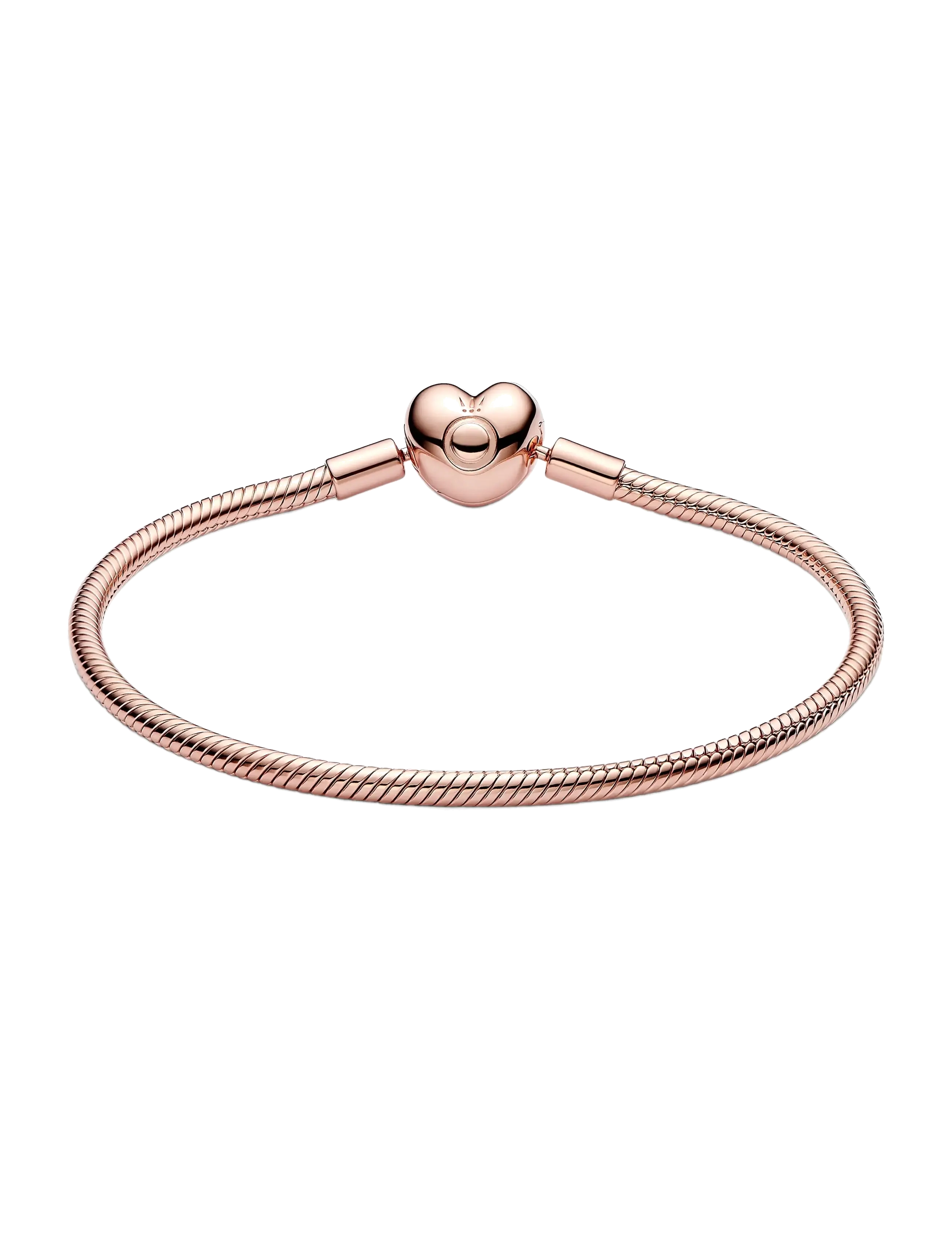 Pandora - Snake chain 14k rose gold-plated bracelet with heart clasp - kettenarmbänder - no color - 2