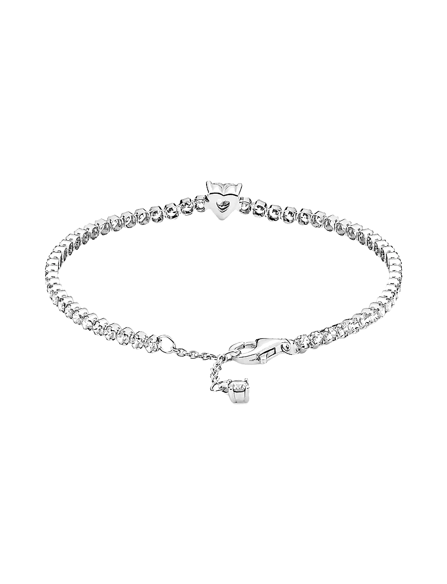 Pandora - Heart sterling silver tennis bracelet with clear cubic zirconia - bracelets chaîne - clear - 2