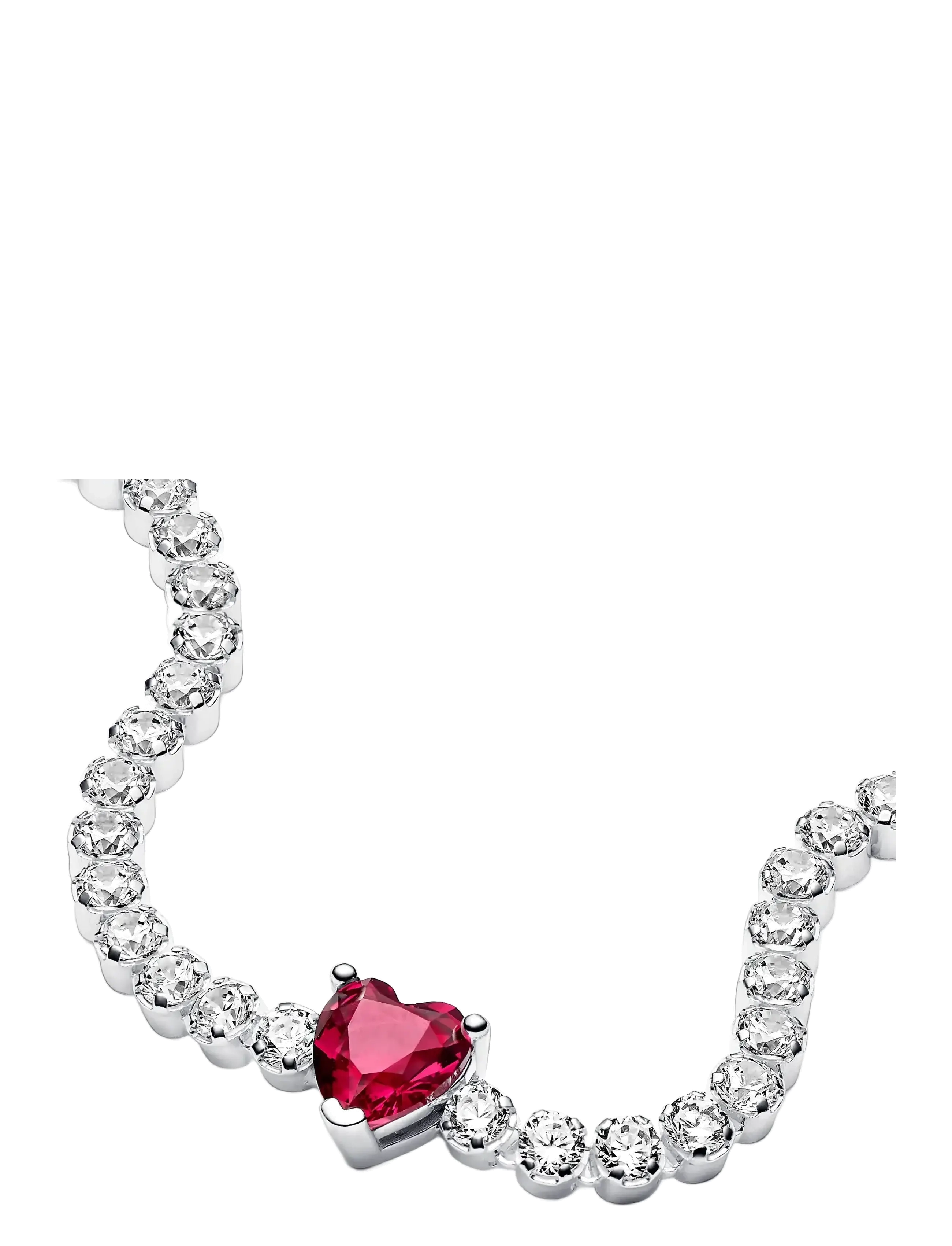 PANDORA Heart Sterling Silver Tennis Bracelet With Cherries Jubilee Red Crystal And Clear Cubic Zirconia armband dam – bild 2