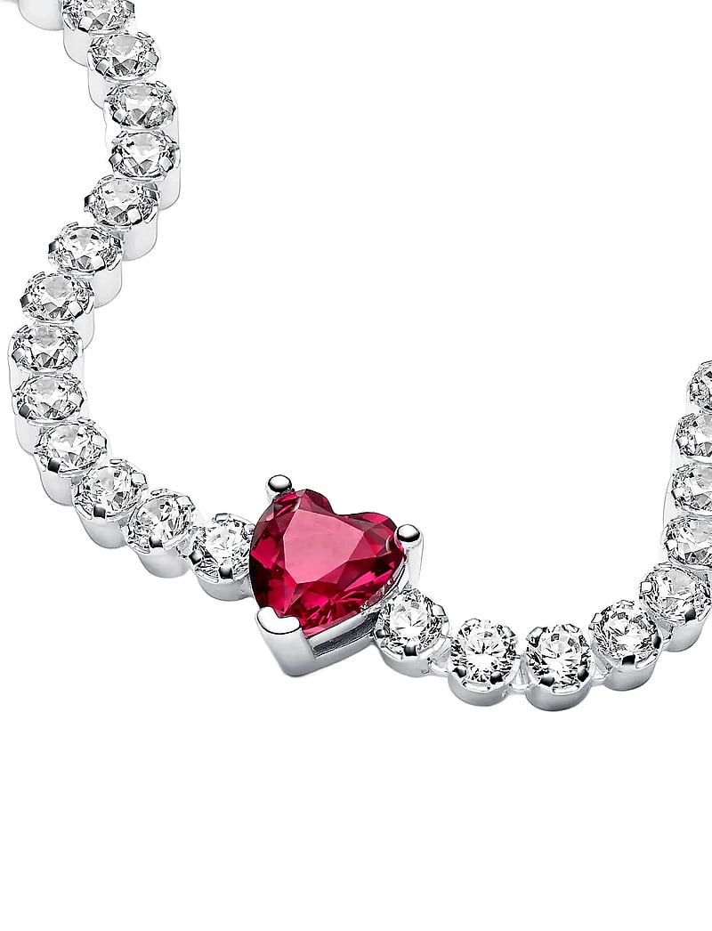 Pandora - Heart sterling silver tennis bracelet with cherries jubilee red crystal and clear cubic zirconia - kedjearmband - red - 3