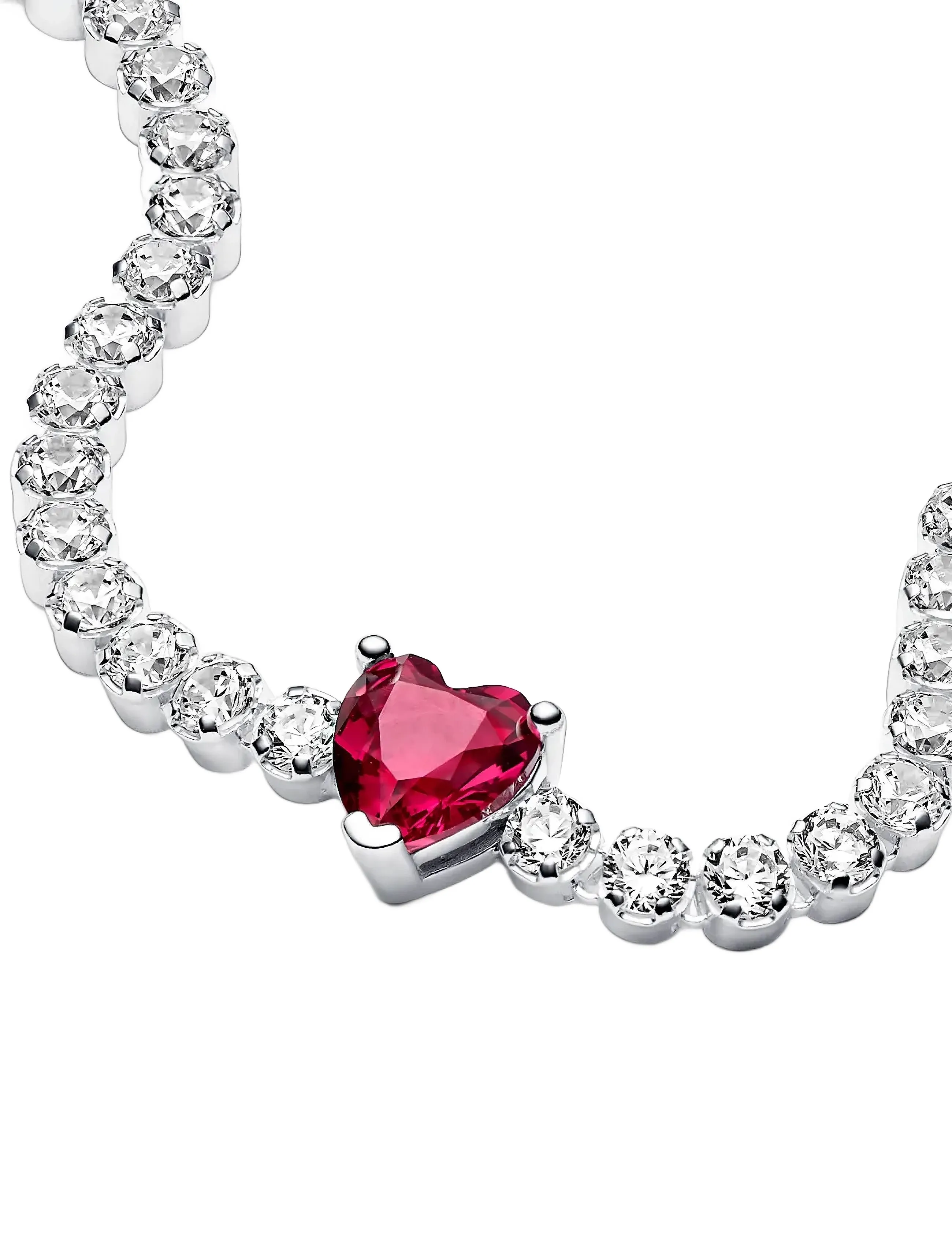 Pandora - Heart sterling silver tennis bracelet with cherries jubilee red crystal and clear cubic zirconia - bracelets chaîne - red - 3