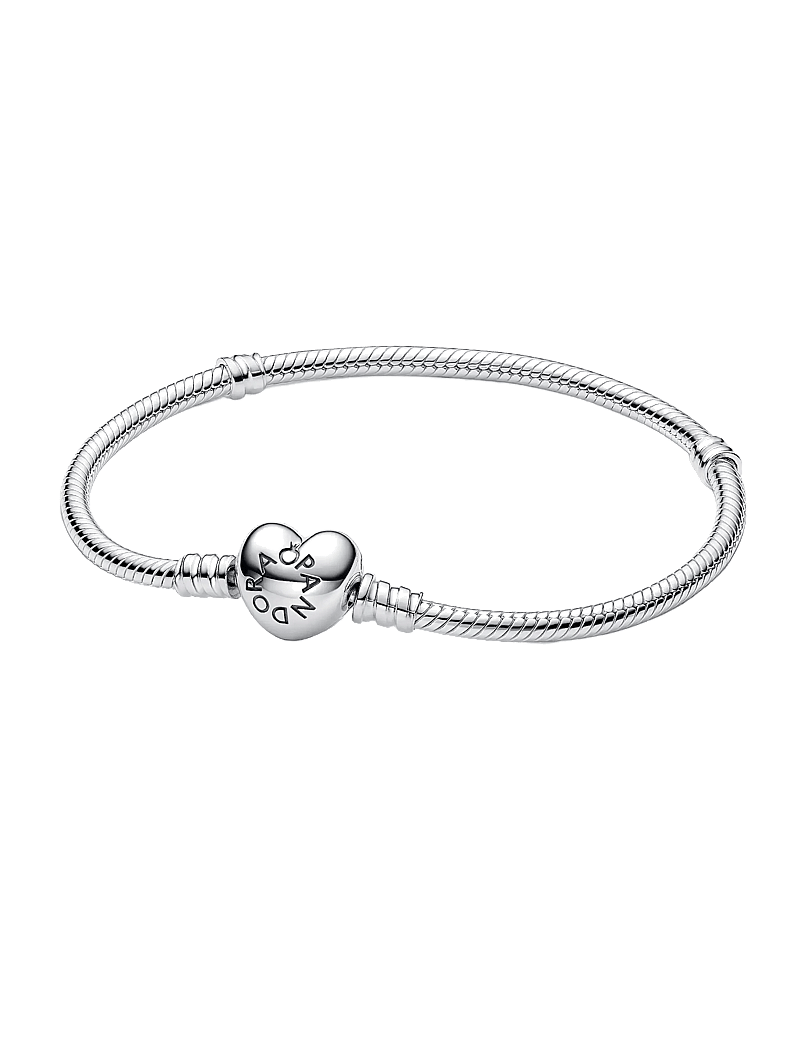 Pandora - Silver bracelet with heart-shaped clasp - ketjurannekorut - no color - 1