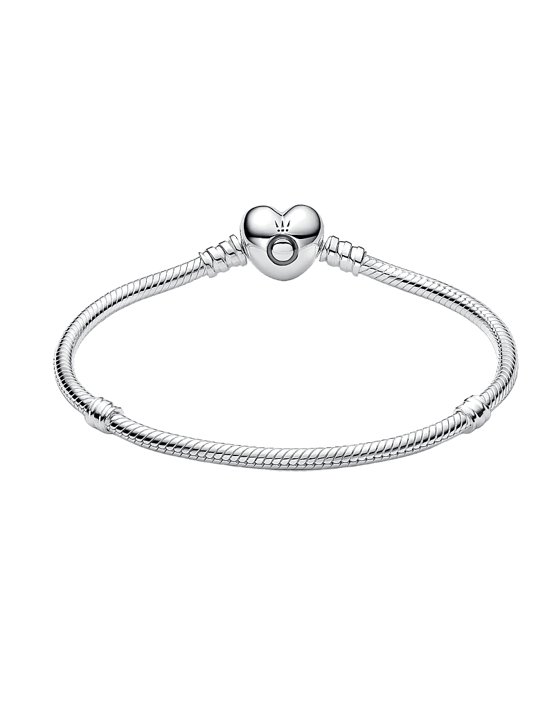 Pandora - Silver bracelet with heart-shaped clasp - ketjurannekorut - no color - 2