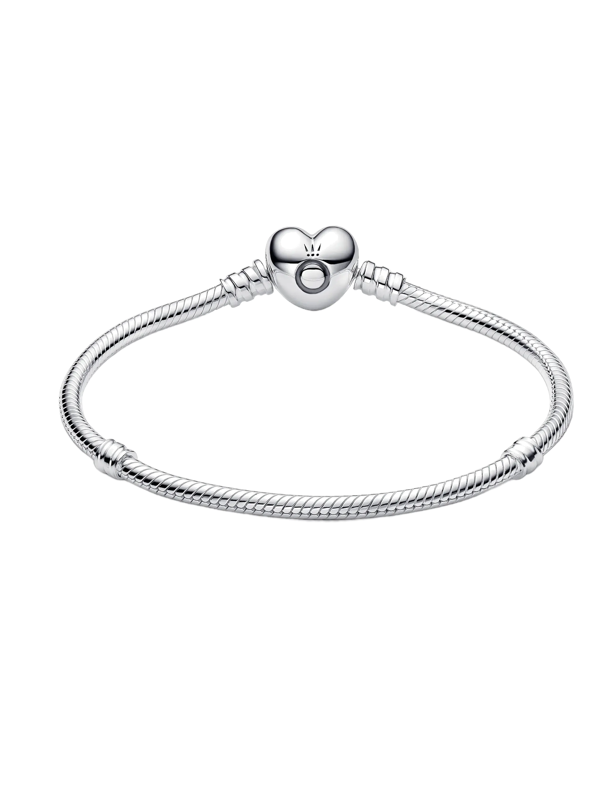 Pandora - Silver bracelet with heart-shaped clasp - ketjurannekorut - no color - 2