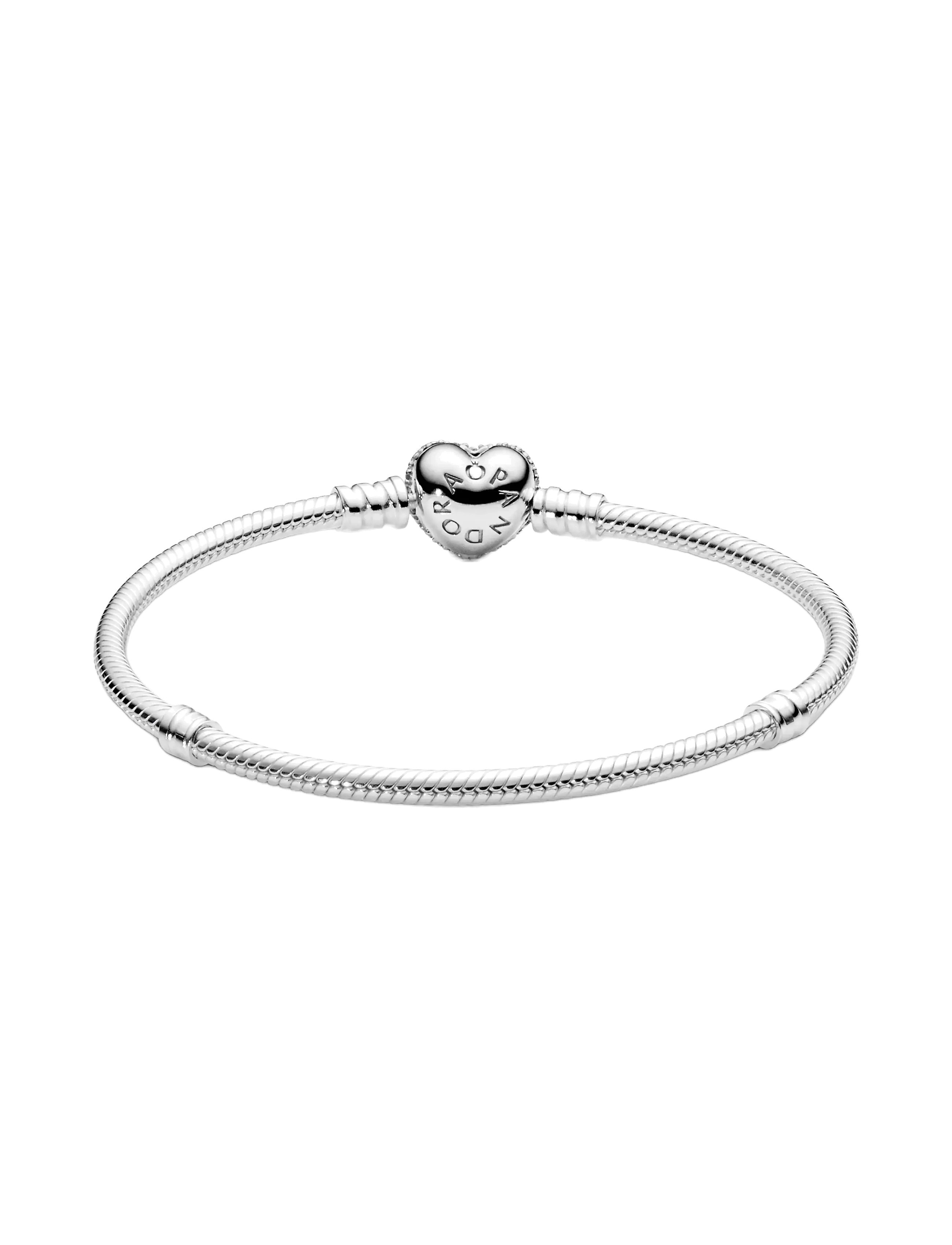 Pandora - Sparkling Heart  Snake Chain Bracelet - kettenarmbänder - clear - 2