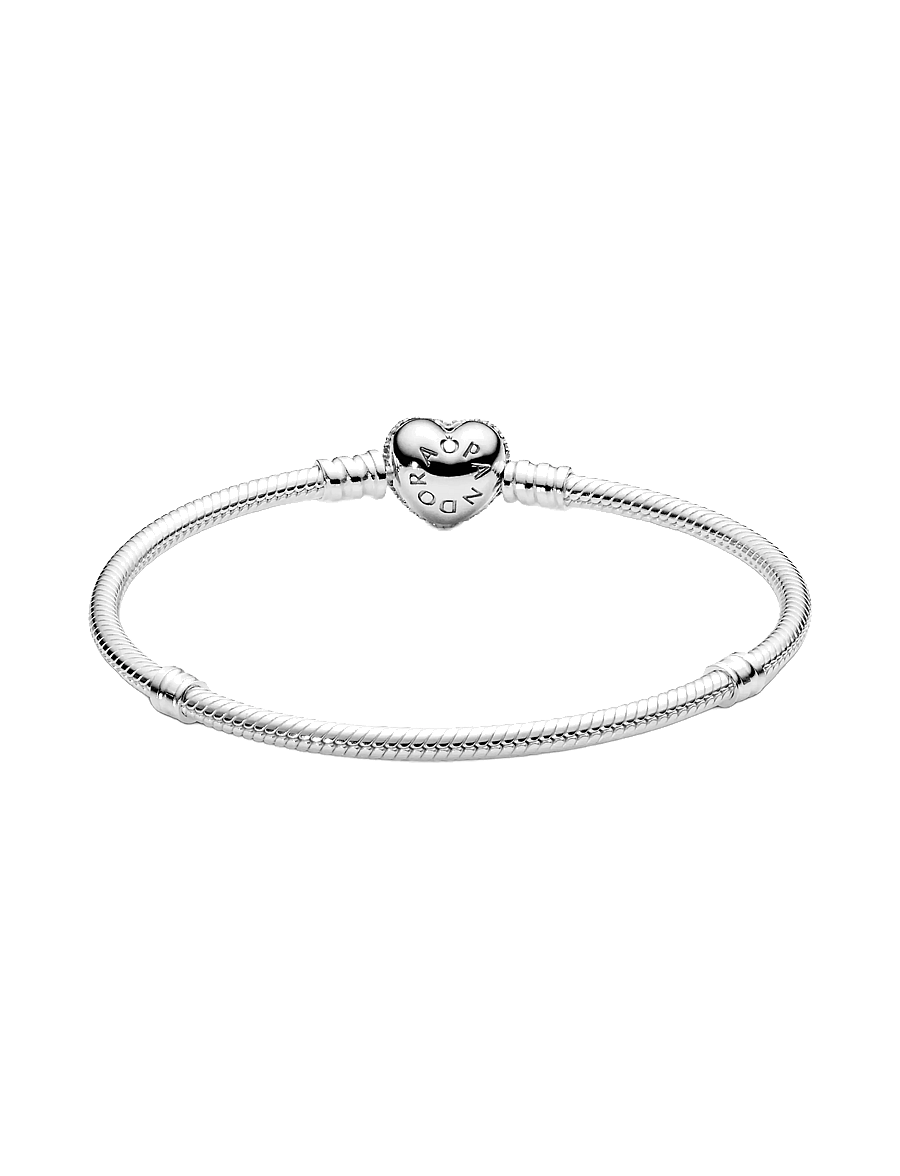 Pandora - Sparkling Heart Snake Chain Bracelet - kettenarmbänder - clear - 2