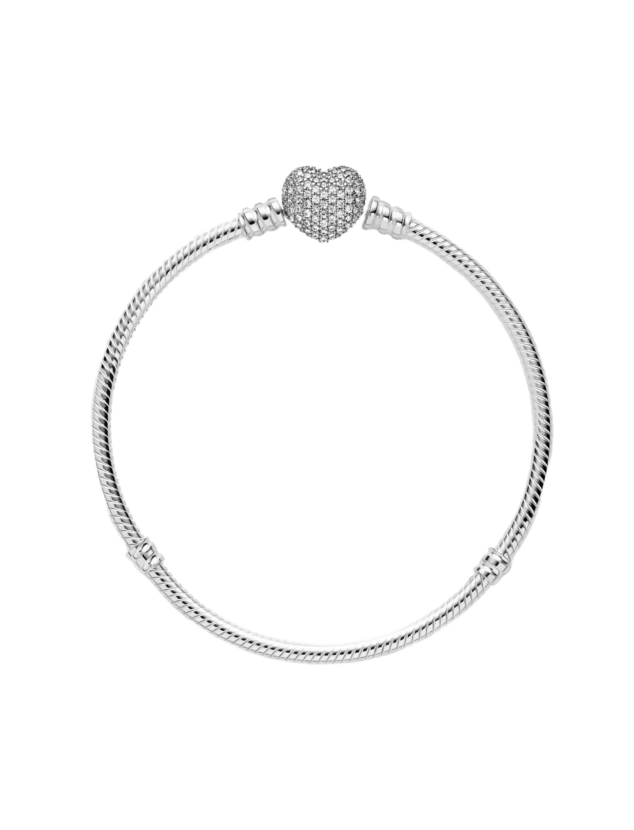 Pandora - Sparkling Heart  Snake Chain Bracelet - kettenarmbänder - clear - 3