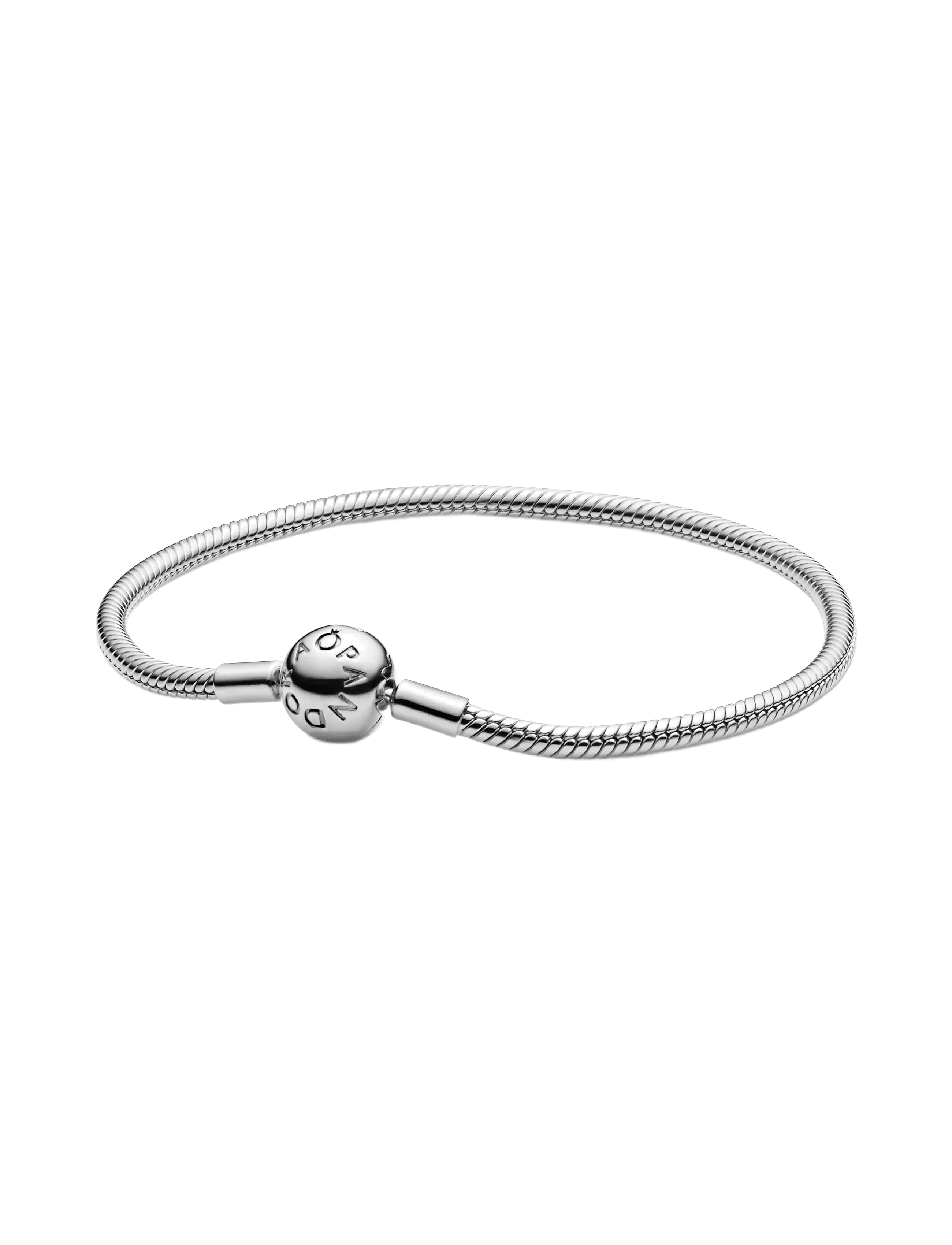 Pandora Snake Chain Silver Bracelet With Round Clasp, 20 cm, Bracelets, Silber - Frauen