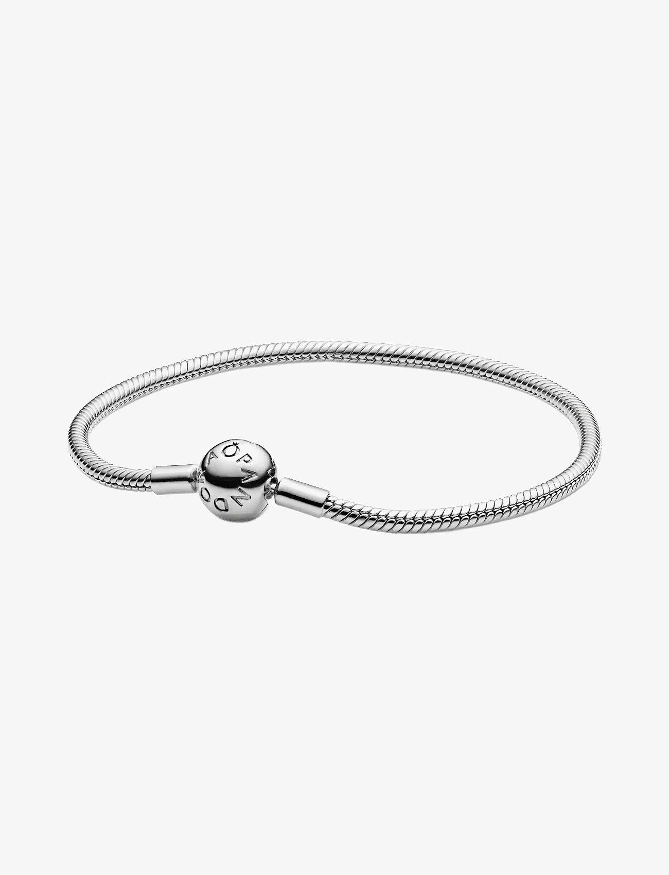 Pandora - Snake chain silver bracelet with round clasp - kettenarmbänder - no color - 0