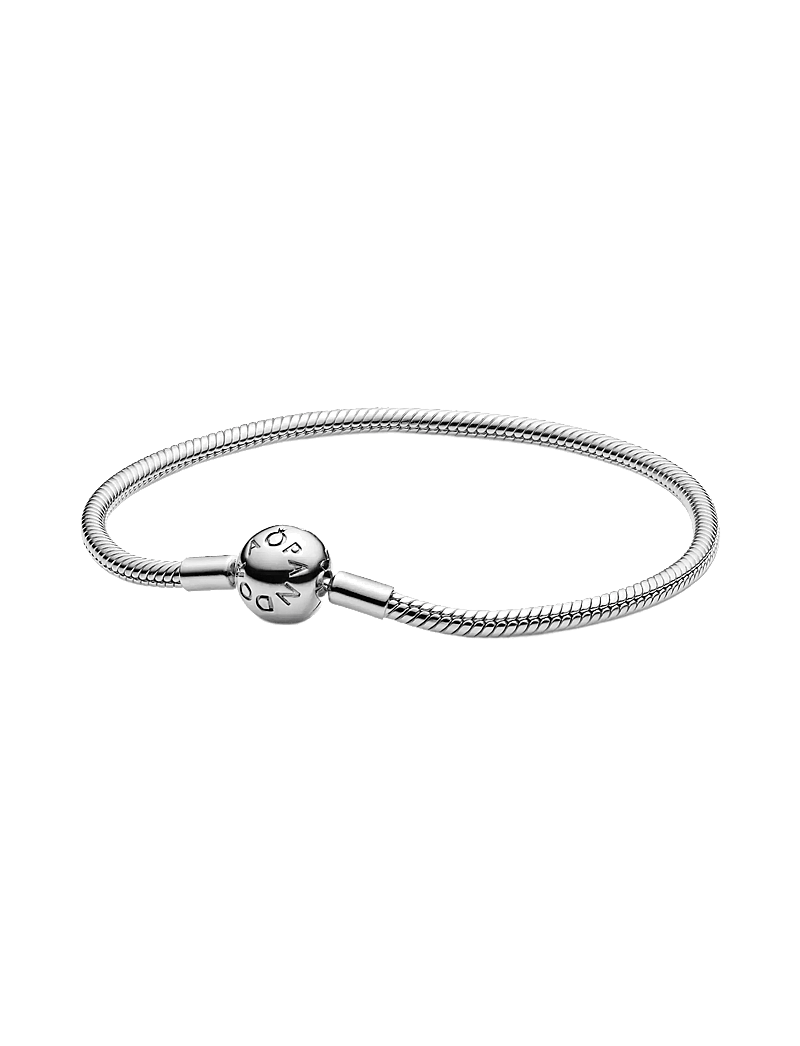 Pandora - Snake chain silver bracelet with round clasp - kedjearmband - no color - 0