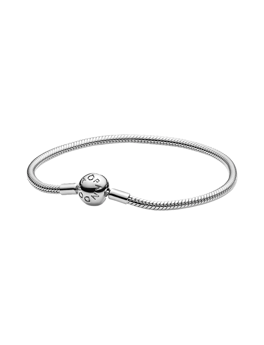 Pandora - Snake chain silver bracelet with round clasp - lenkearmbånd - no color - 0