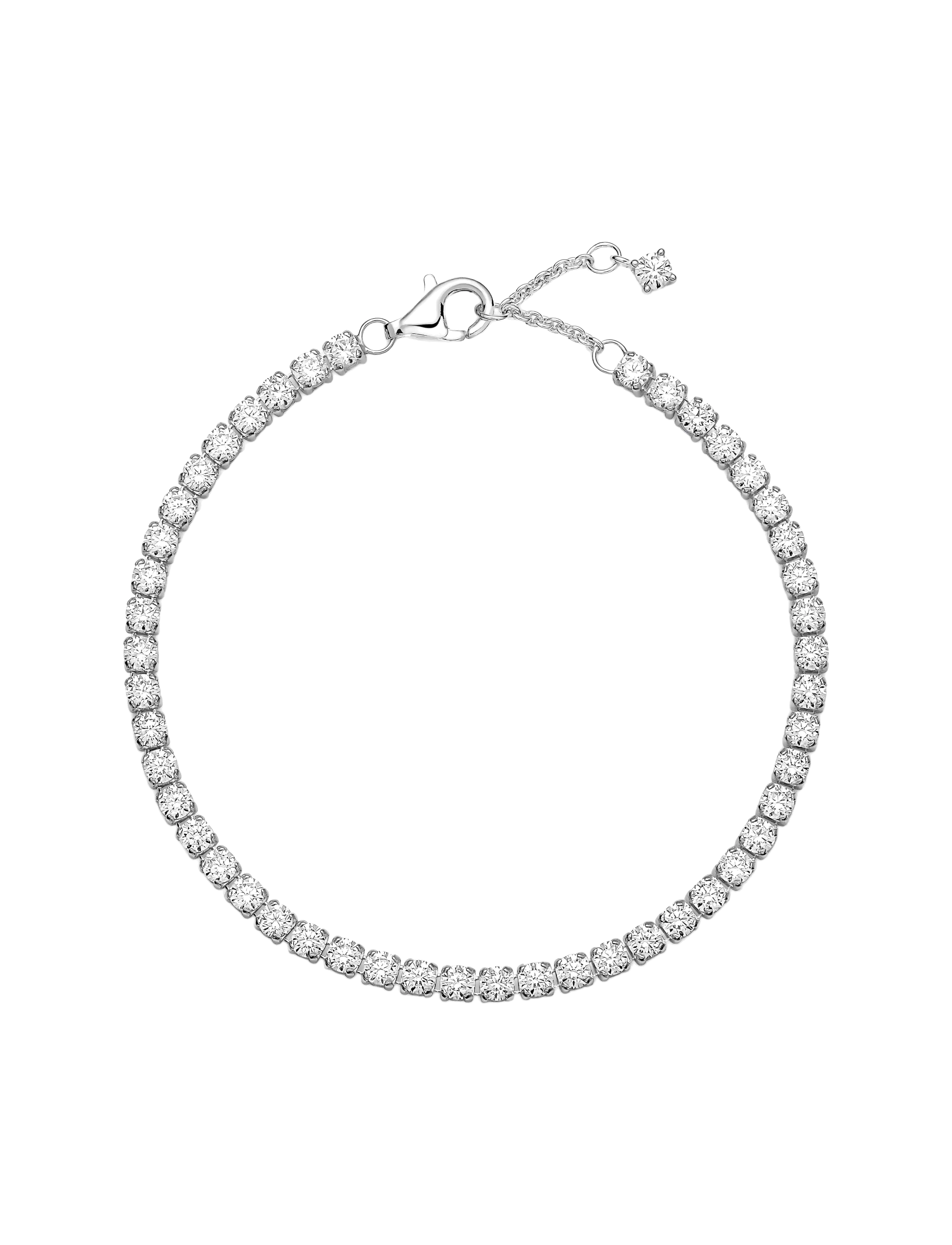 Pandora - Sterling silver bracelet with clear cubic zirconia - chain bracelets - clear - 3