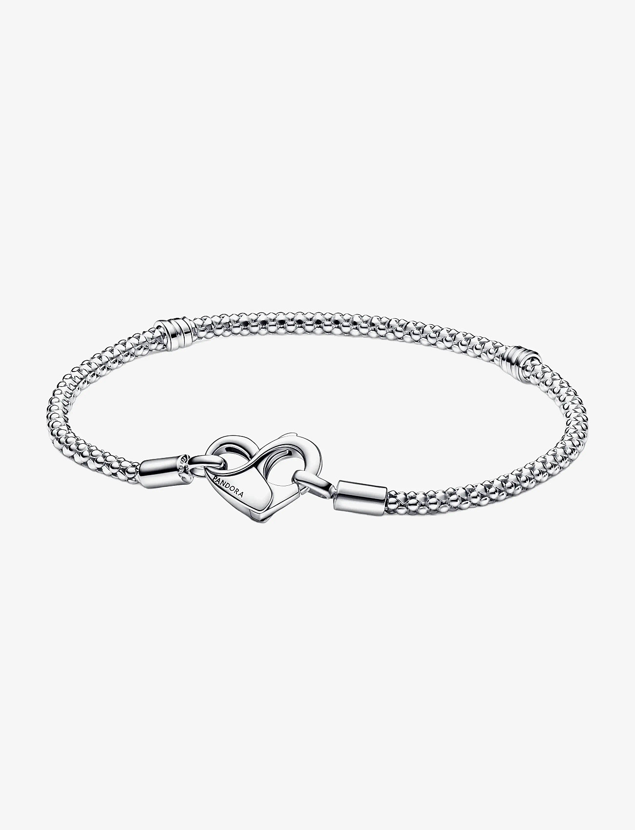 Pandora - Studded chain sterling silver bracelet with heart clasp - kedjearmband - no color - 1