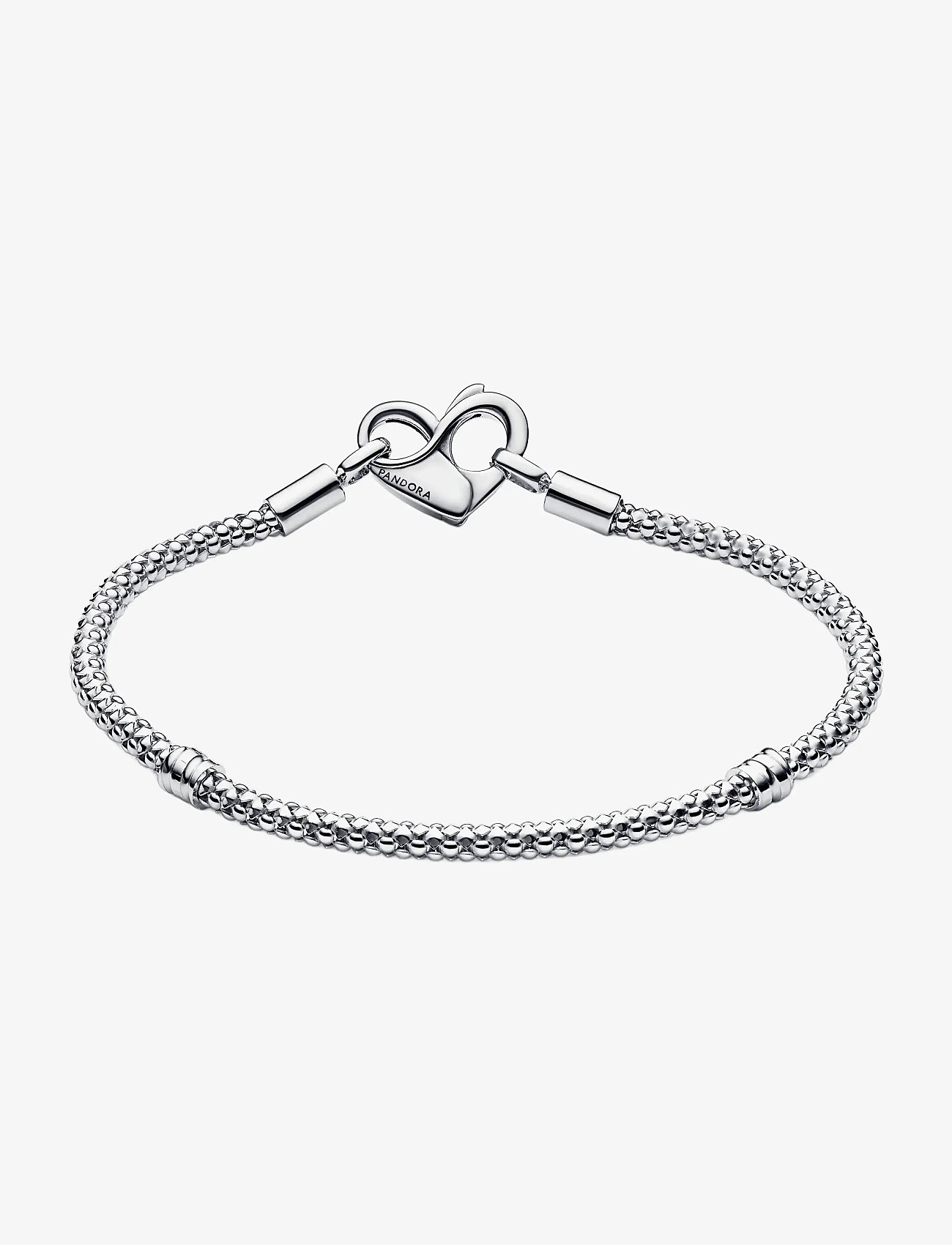 Pandora - Studded chain sterling silver bracelet with heart clasp - kedjearmband - no color - 2
