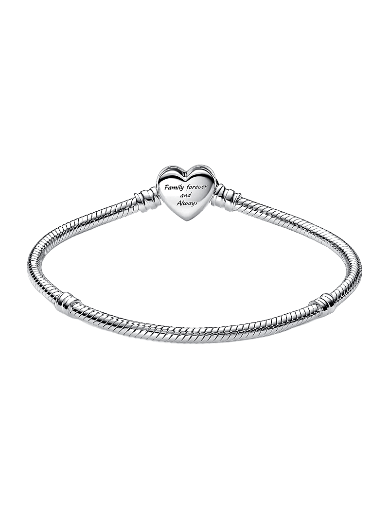 Pandora - Snake chain sterling silver bracelet with infinity heart clasp with clear cubic zirconia - kedjearmband - clear - 2