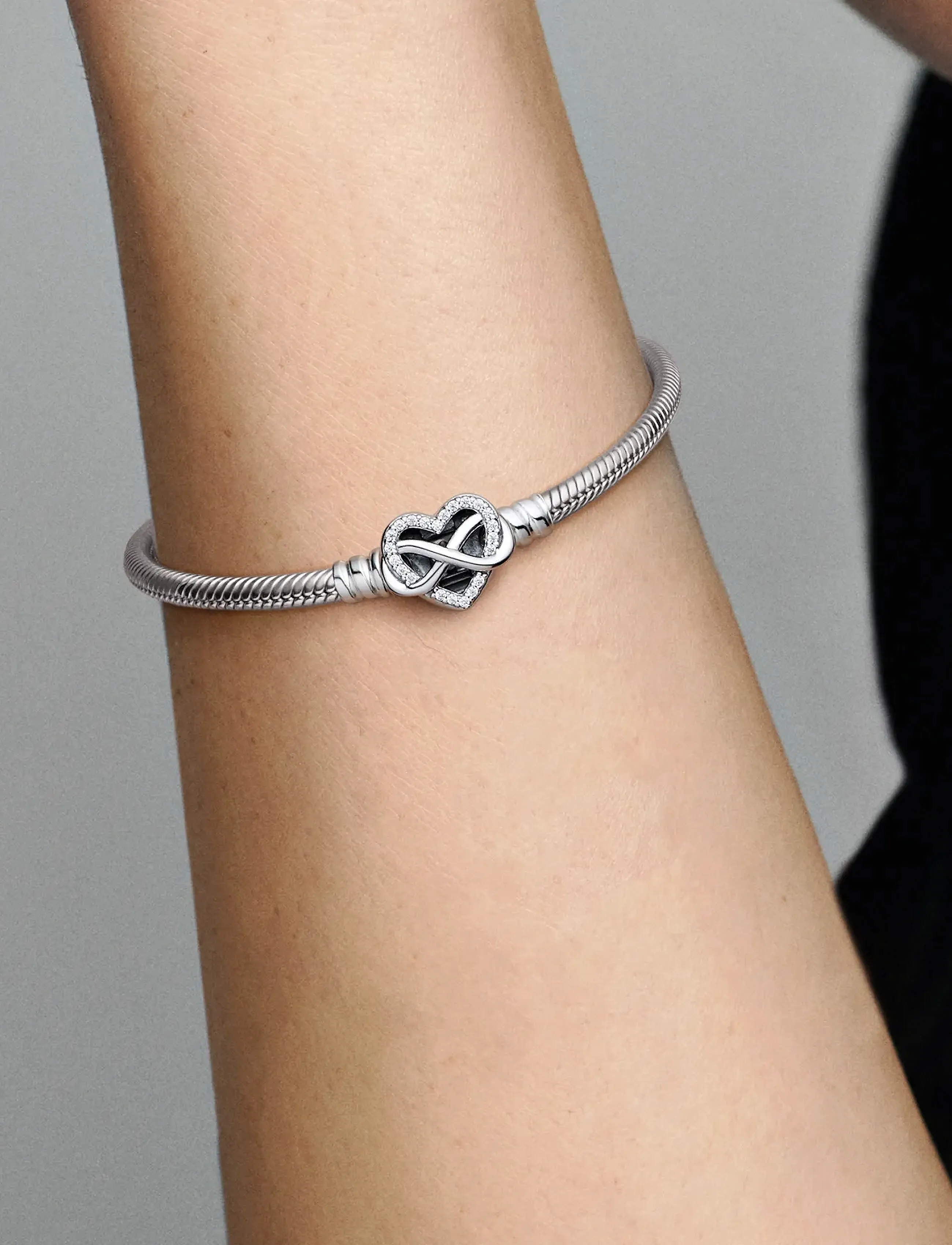 Pandora - Sparkling Infinity Heart Clasp Snake - kettenarmbänder - clear - 3
