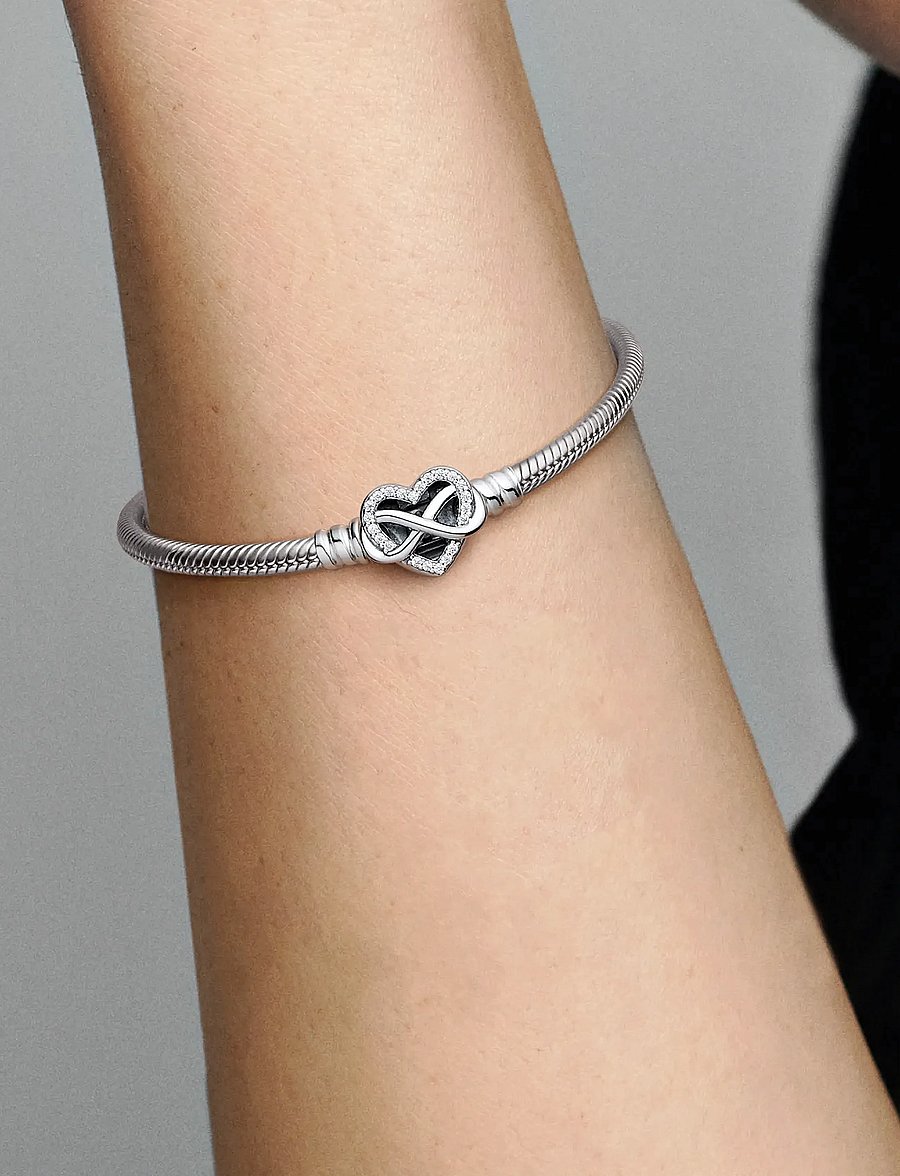 Pandora - Sparkling Infinity Heart Clasp Snake - kettenarmbänder - clear - 3