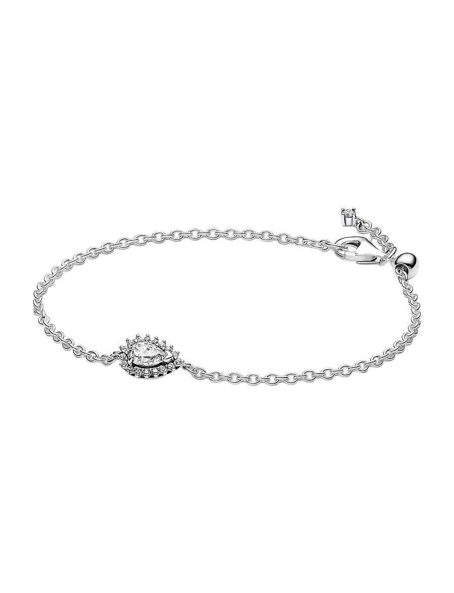 Pandora - Sterling silver bracelet with clear cubic zirconia and sliding clasp - kettenarmbänder - no color - 1