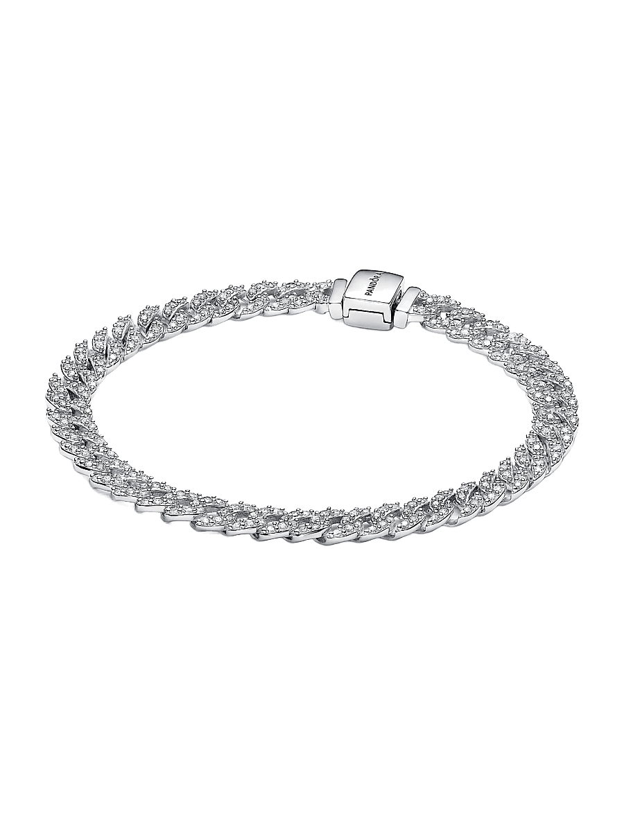 Pandora - Pavé Cuban Chain Bracelet - kettenarmbänder - clear - 1