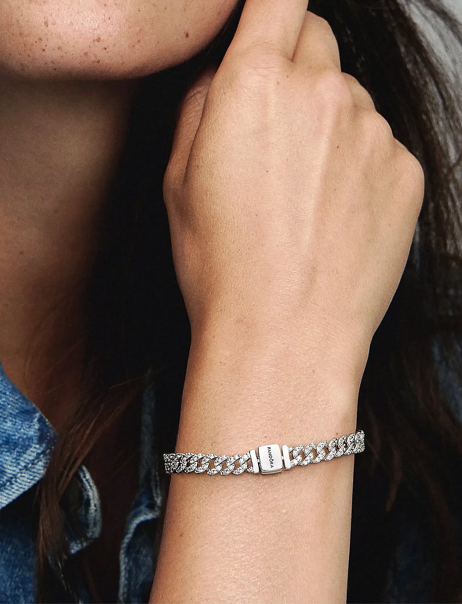 Pandora - Pavé Cuban Chain Bracelet - kettenarmbänder - clear - 2