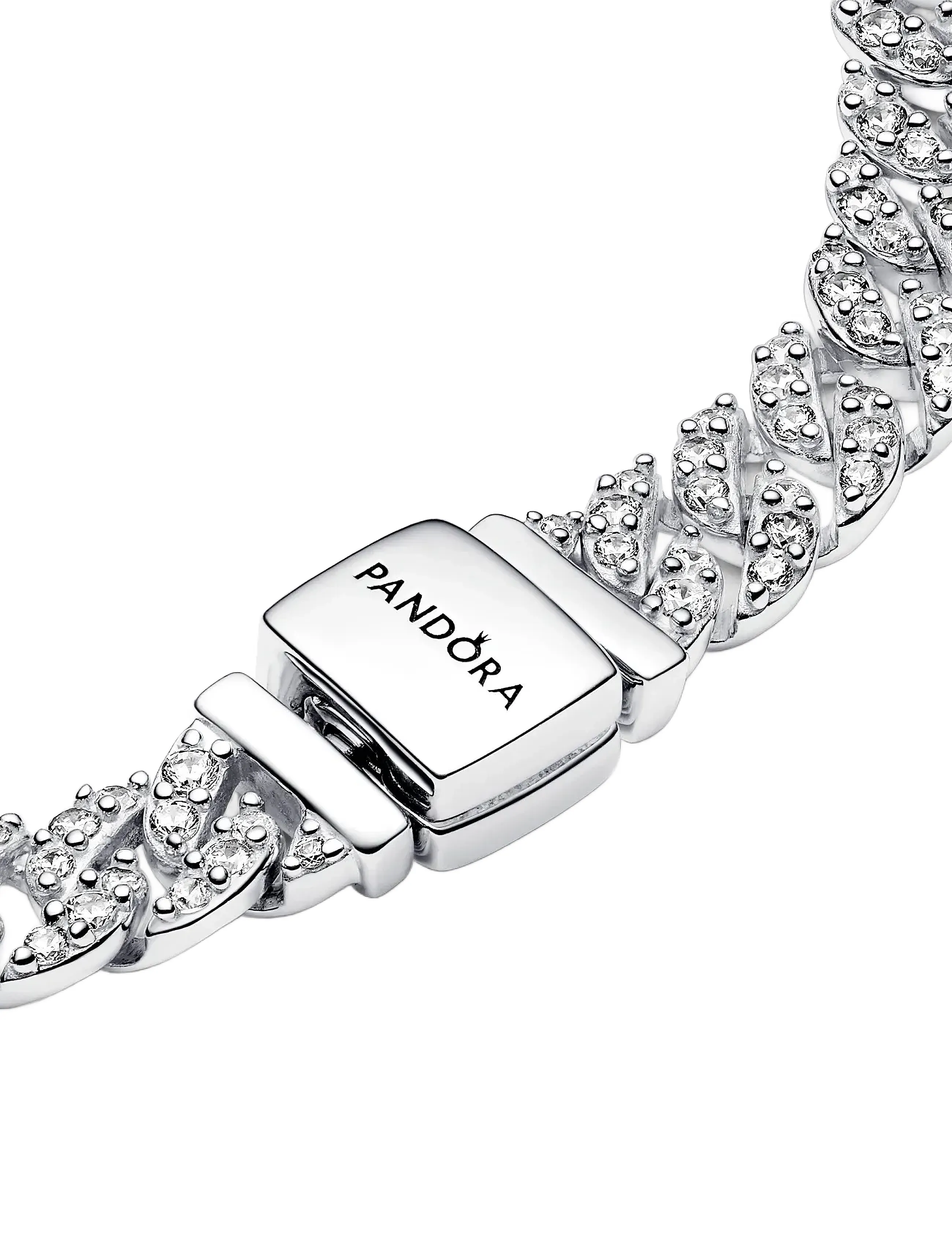 Pandora - Pavé Cuban Chain Bracelet - kædearmbånd - clear - 4