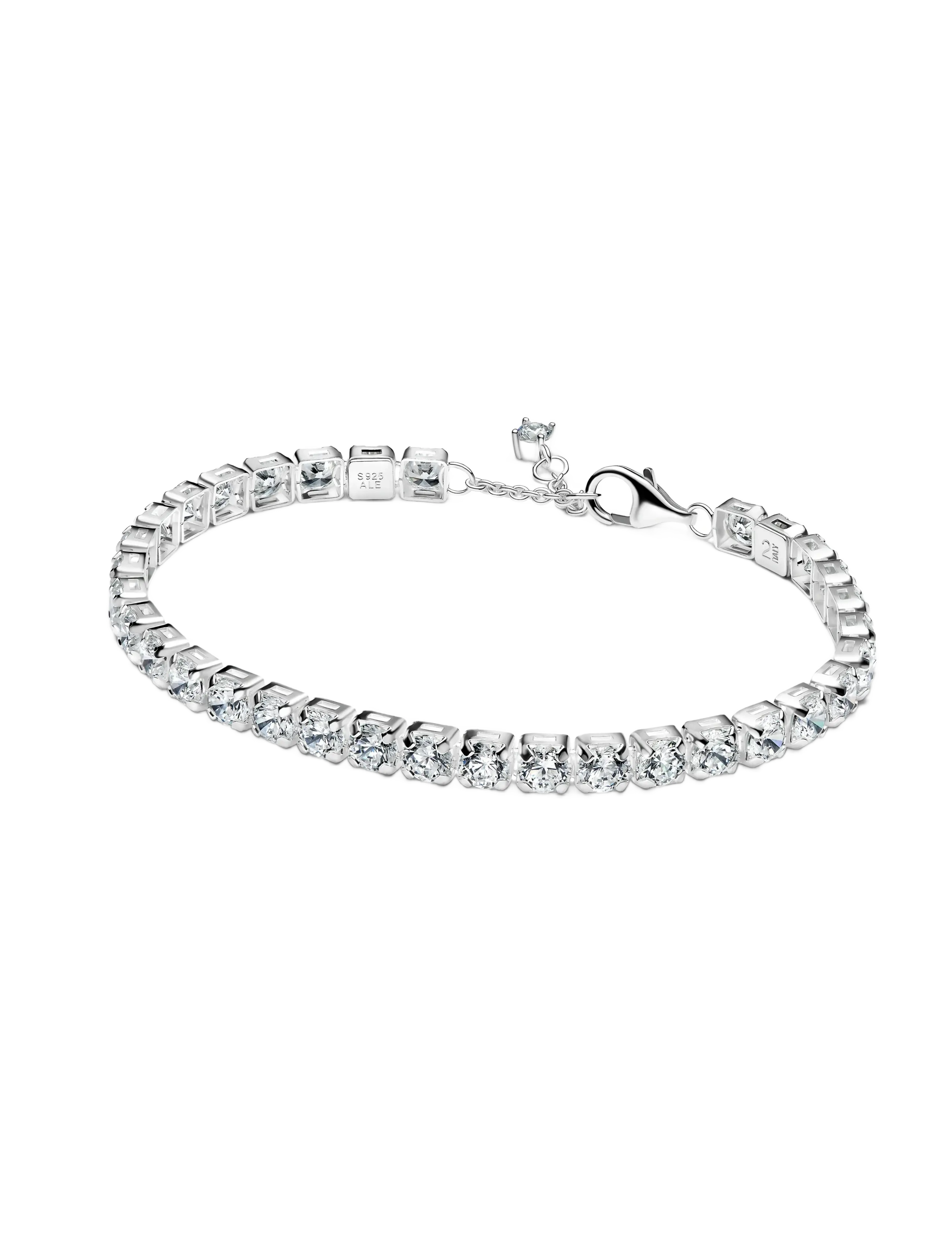Sterling silver tennis bracelet with clear cubic zirconia - CLEAR