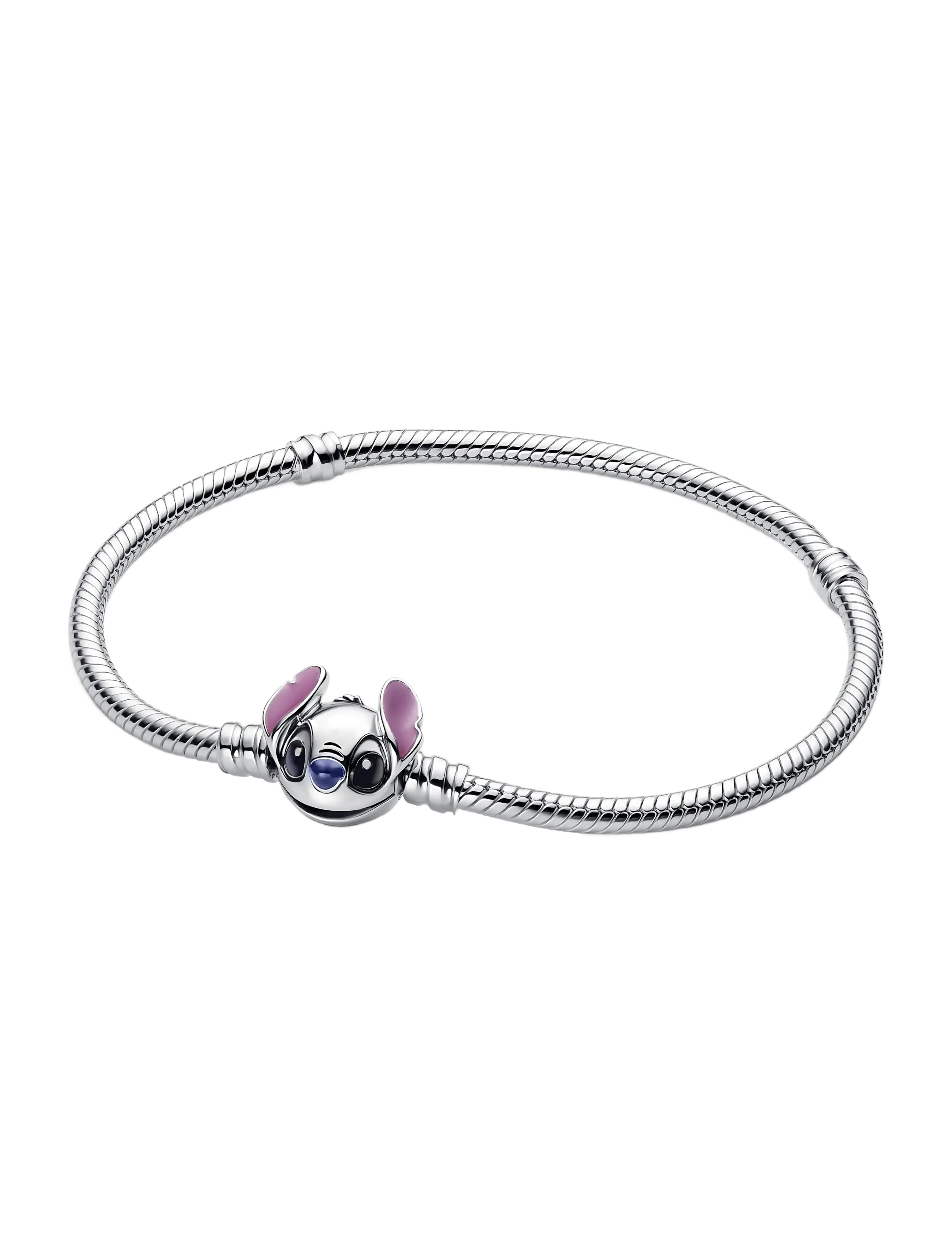 Pandora Disney Stitch snake chain sterling silver bracelet with purple, black and blue enamel - Samarbejder - PURPLE / silver