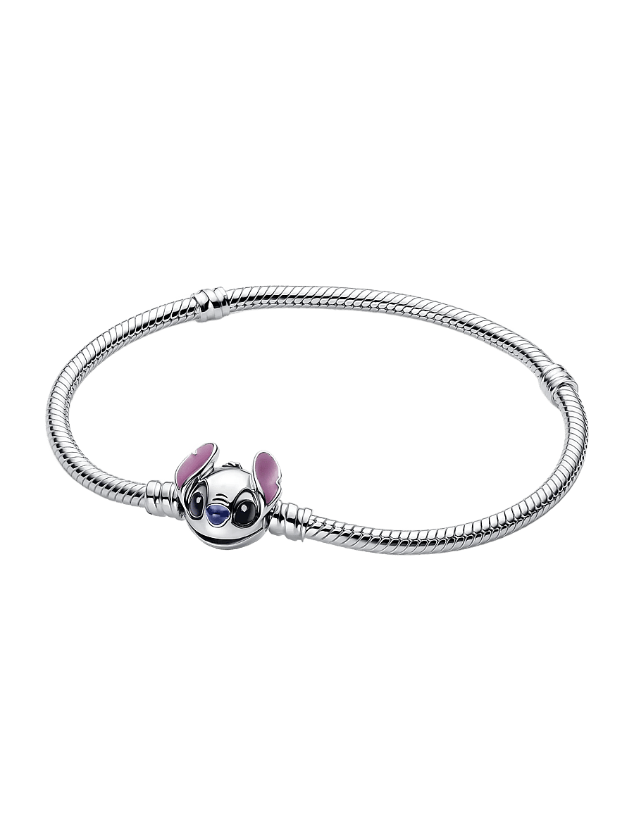 Pandora - Disney Stitch snake chain sterling silver bracelet with purple, black and blue enamel - kædearmbånd - purple - 1