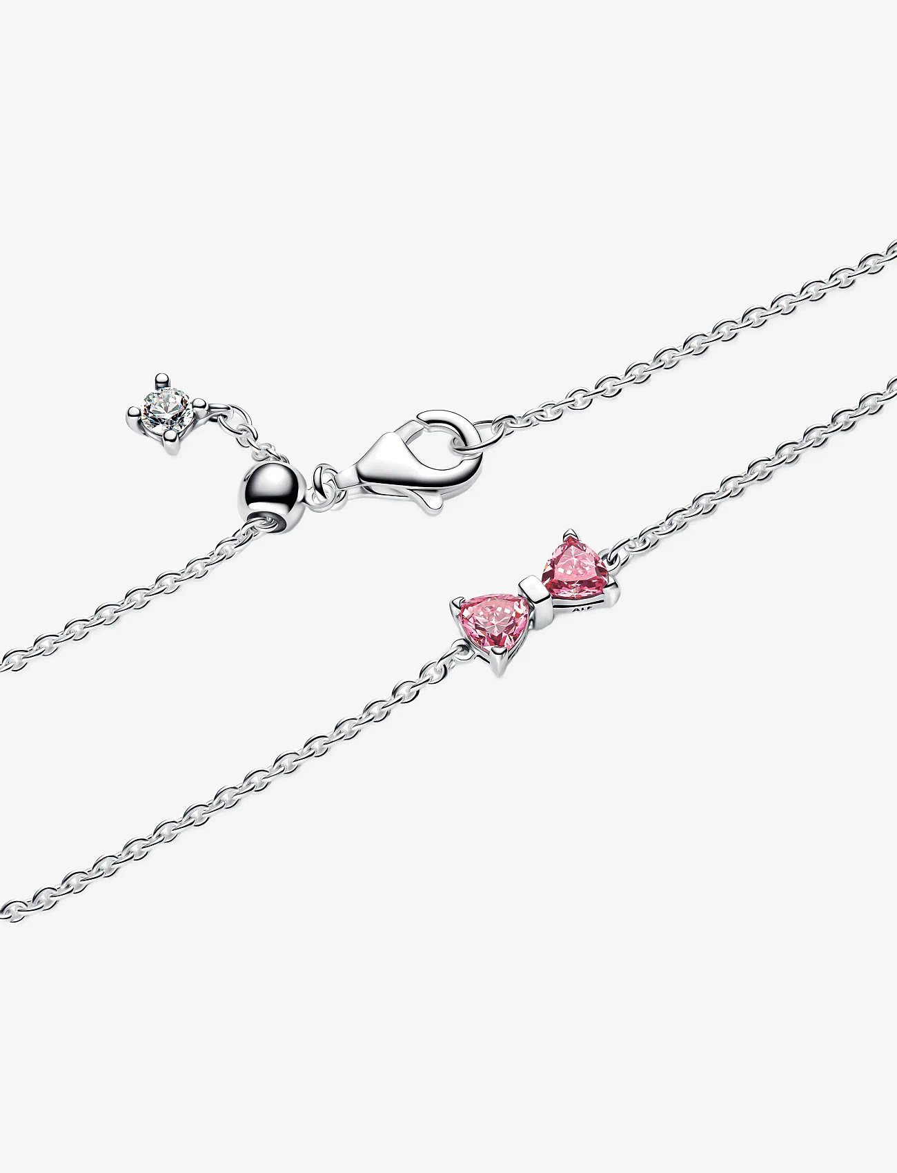 Pandora - Bow sterling silver bracelet with fancy pink and clear cubic zirconia - chain bracelets - pink - 2