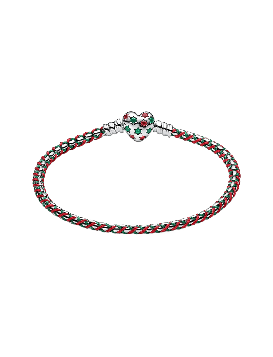 Pandora - Peppermint Cord Box Chain Bracelet - kædearmbånd - red - 2