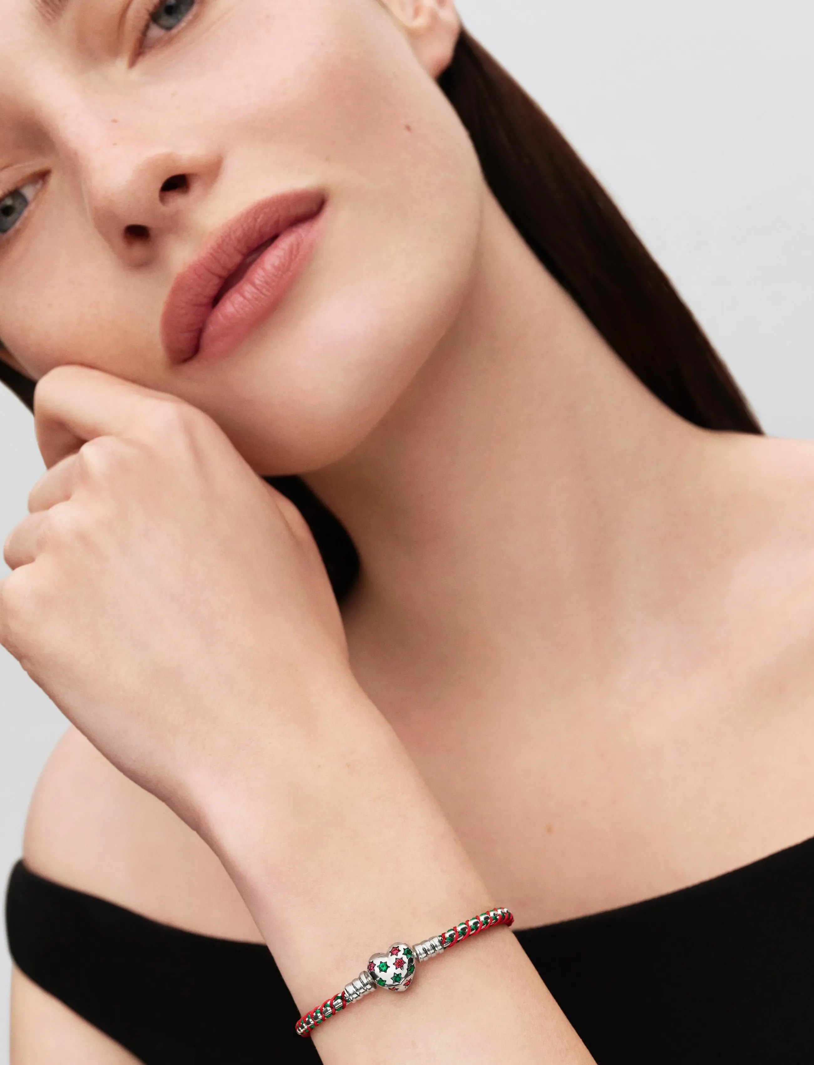 Pandora - Peppermint Cord Box Chain Bracelet - red - 0