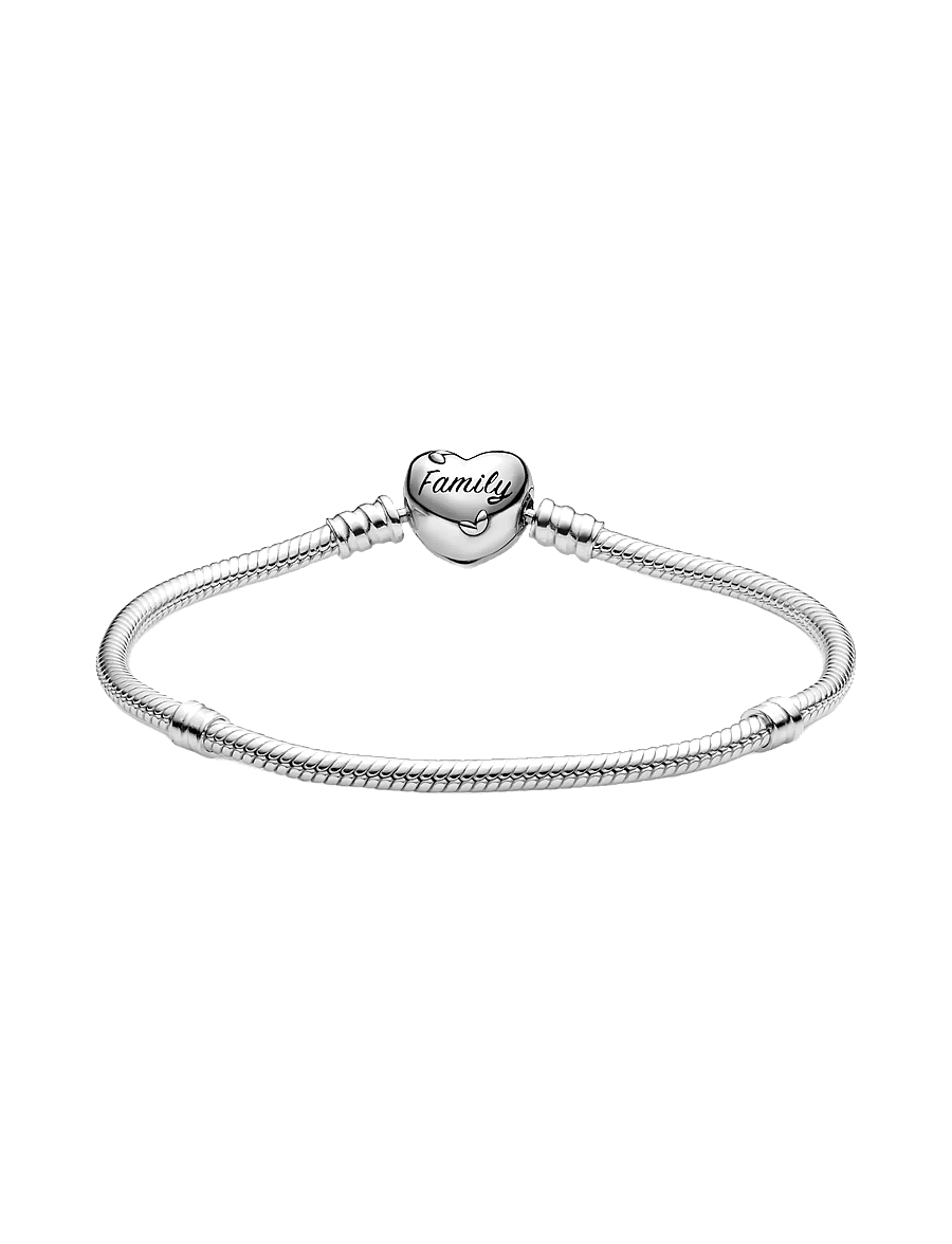 Pandora - Family Tree Heart Clasp Snake Chain - bracelets chaîne - clear - 2