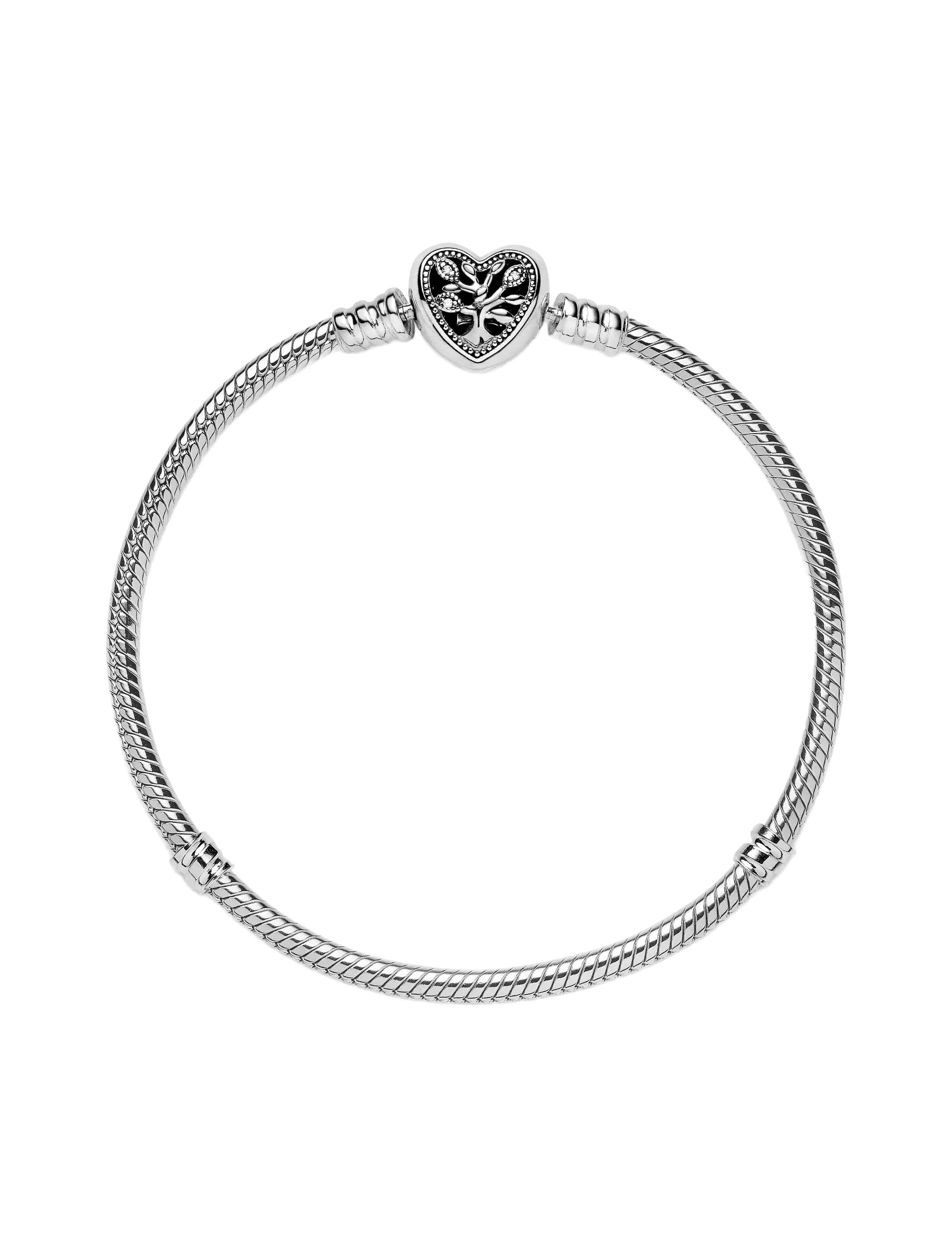 Pandora - Family Tree Heart Clasp Snake Chain - bracelets chaîne - clear - 3