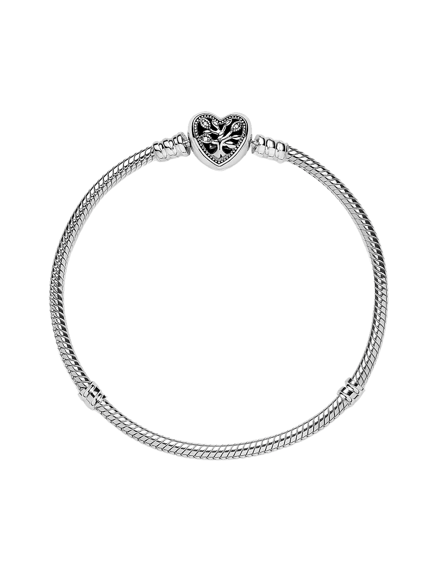 Pandora - Family Tree Heart Clasp Snake Chain - bracelets chaîne - clear - 3