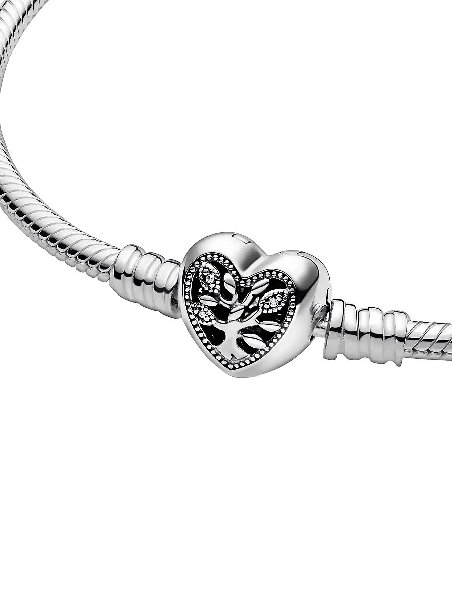 Pandora - Family Tree Heart Clasp Snake Chain - bracelets chaîne - clear - 5