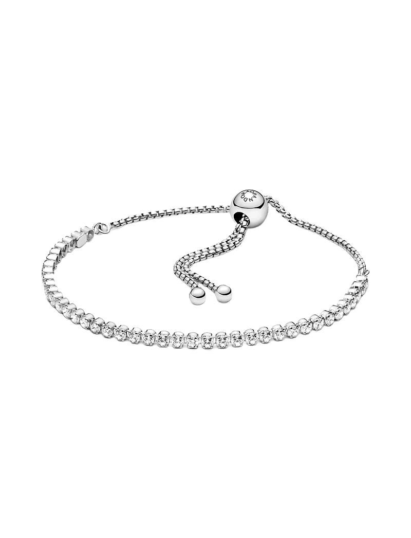 Pandora - Rhodium plated sterling silver bracelet with clear cubic zirconia - kettenarmbänder - clear - 0