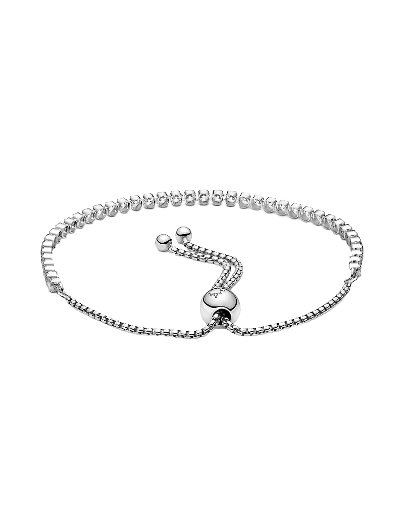 Pandora - Rhodium plated sterling silver bracelet with clear cubic zirconia - kettenarmbänder - clear - 1