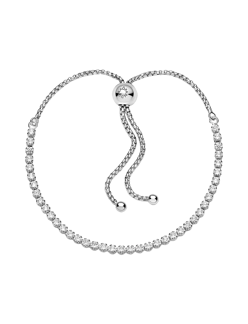 Pandora - Rhodium plated sterling silver bracelet with clear cubic zirconia - kettenarmbänder - clear - 2