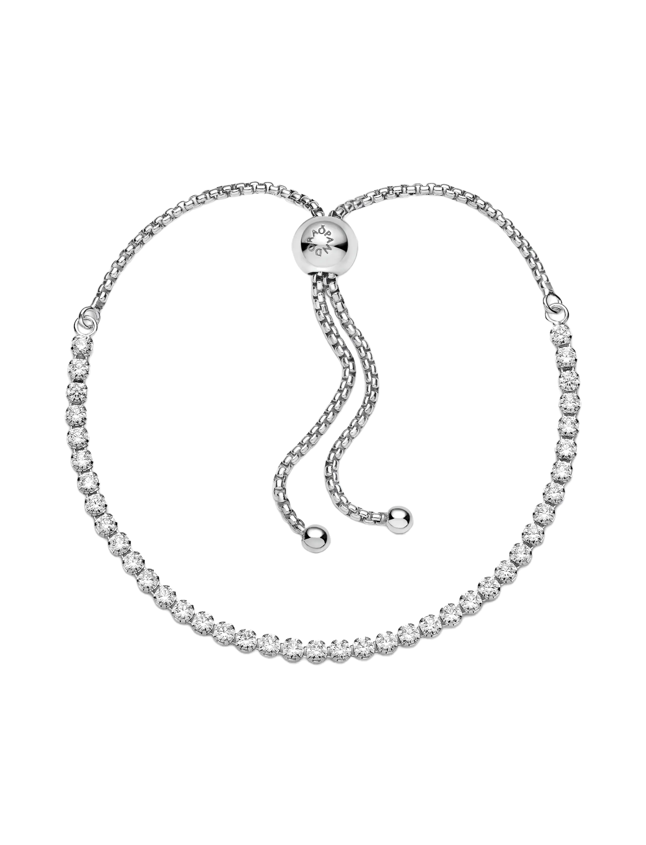 Pandora - Rhodium plated sterling silver bracelet with clear cubic zirconia - kædearmbånd - clear - 2