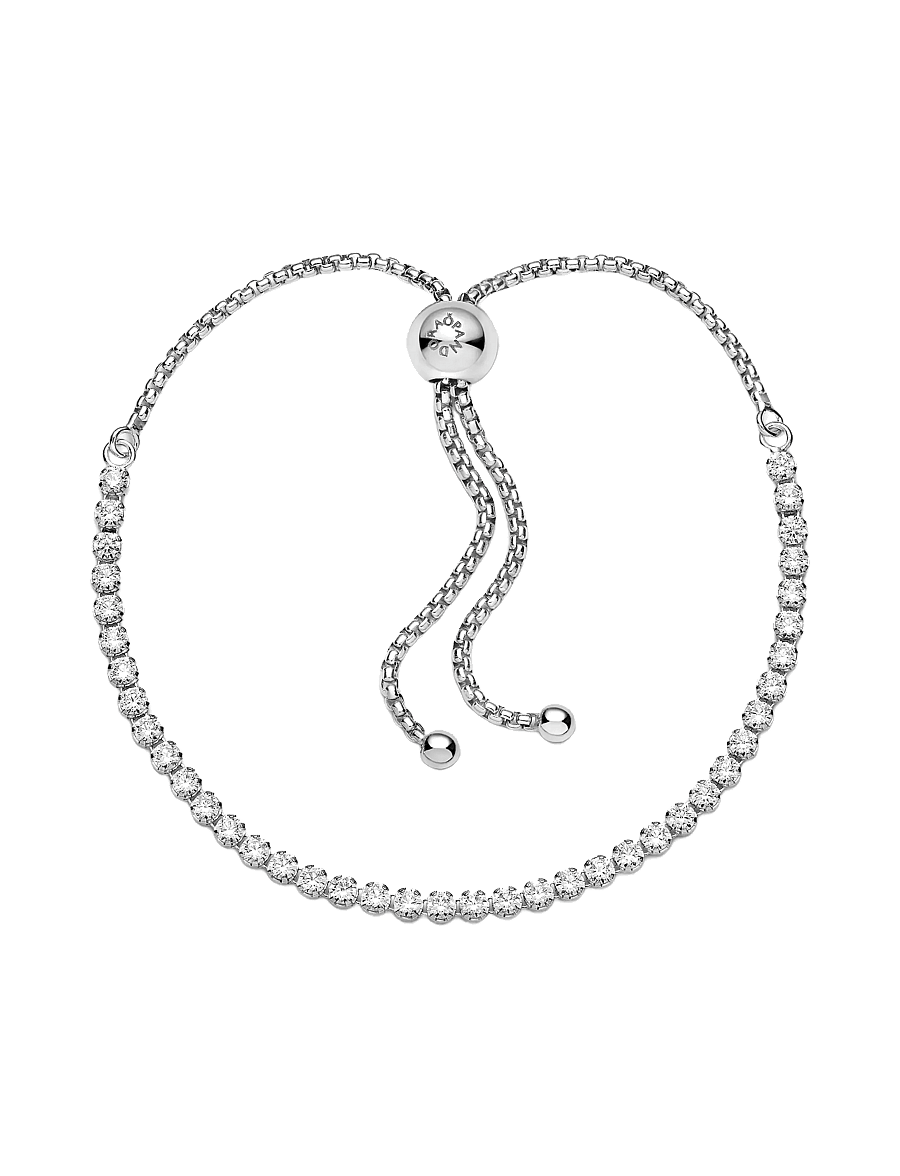 Pandora - Rhodium plated sterling silver bracelet with clear cubic zirconia - bracelets chaîne - clear - 2