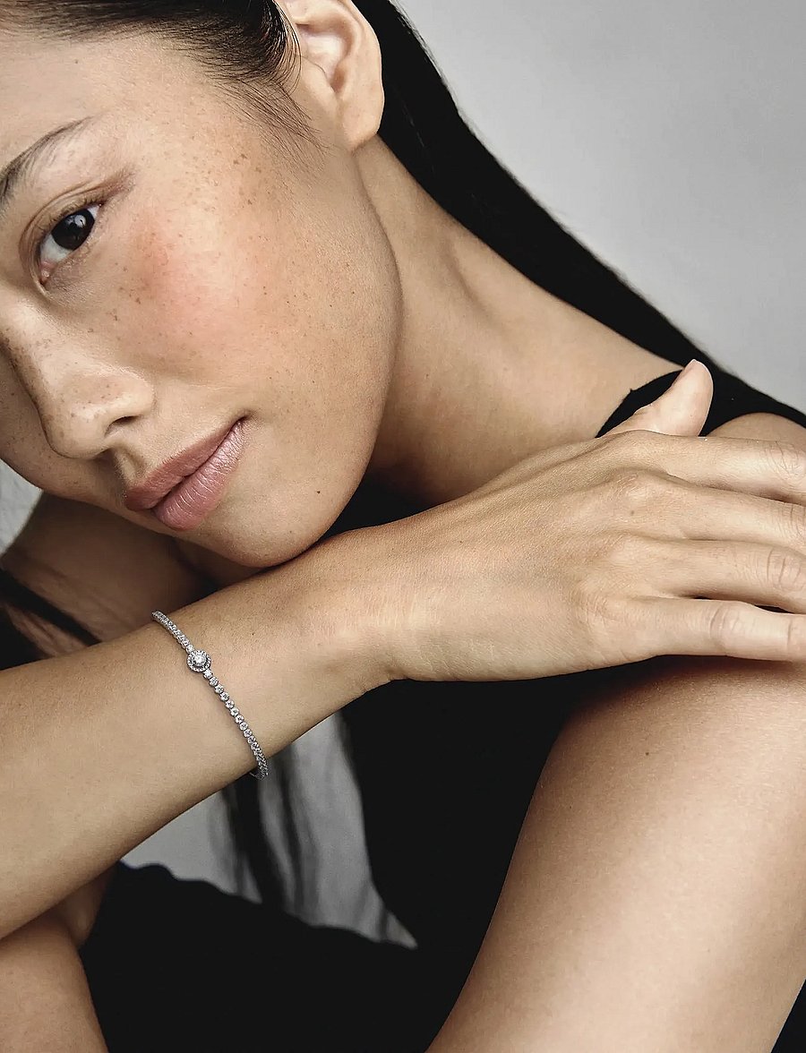 Pandora - Sterling silver bracelet with clear cubic zirconia - keðjuarmbönd - clear - 0