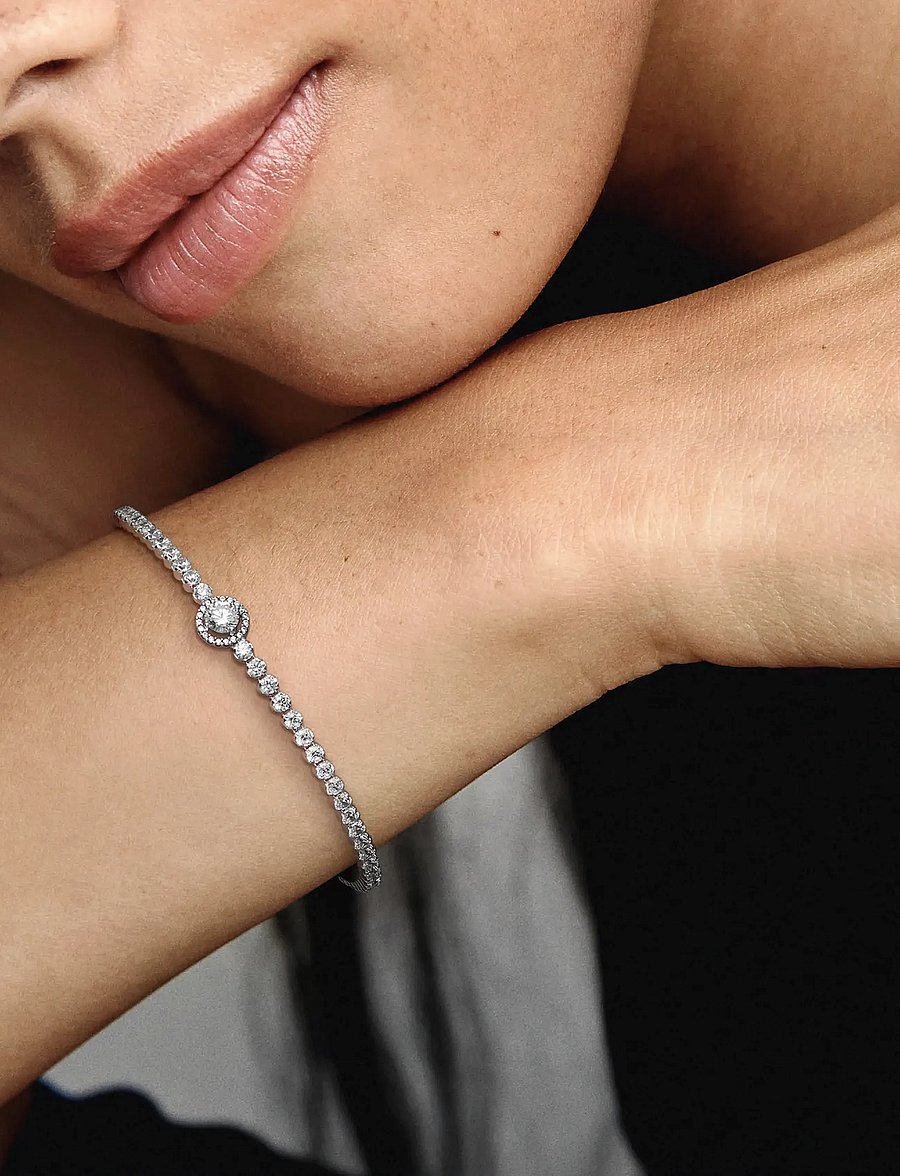 Pandora - Sterling silver bracelet with clear cubic zirconia - keðjuarmbönd - clear - 4