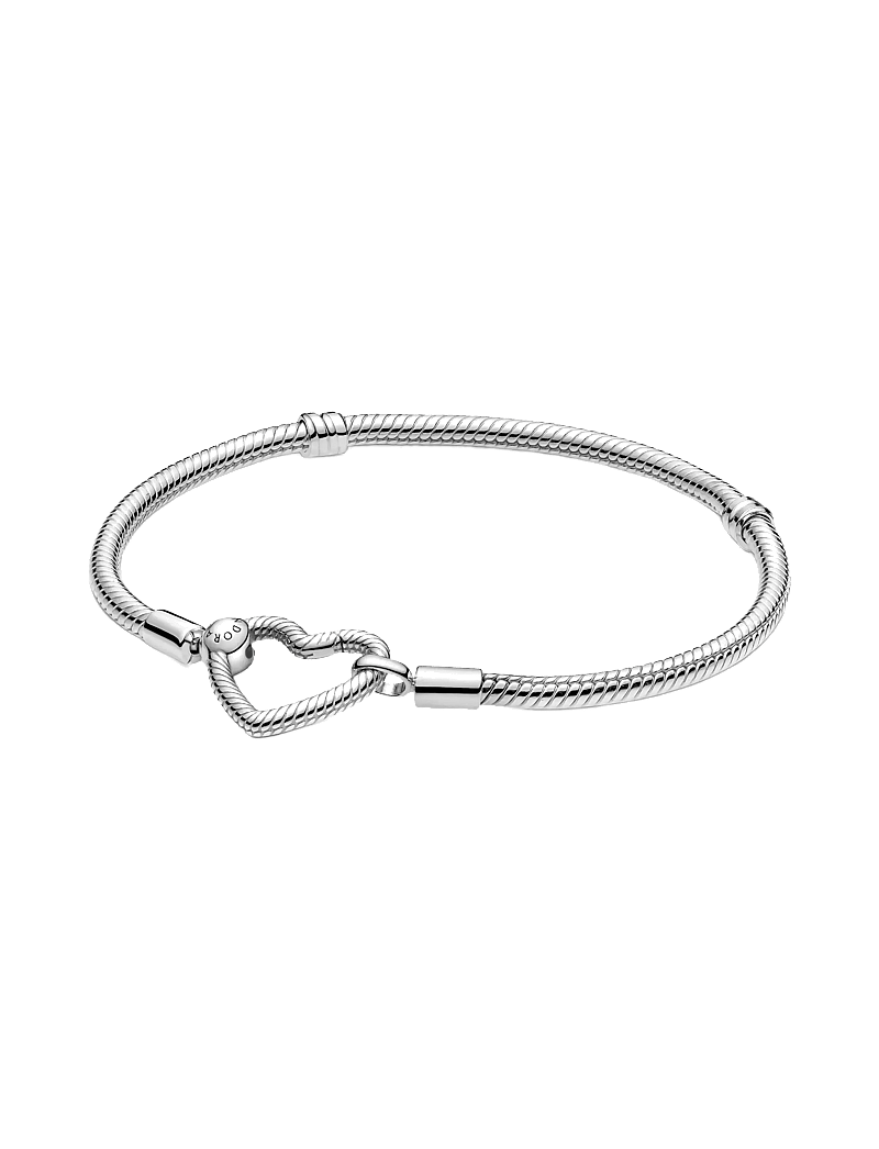 Pandora - Snake chain sterling silver bracelet with heart clasp - kedjearmband - no color - 1